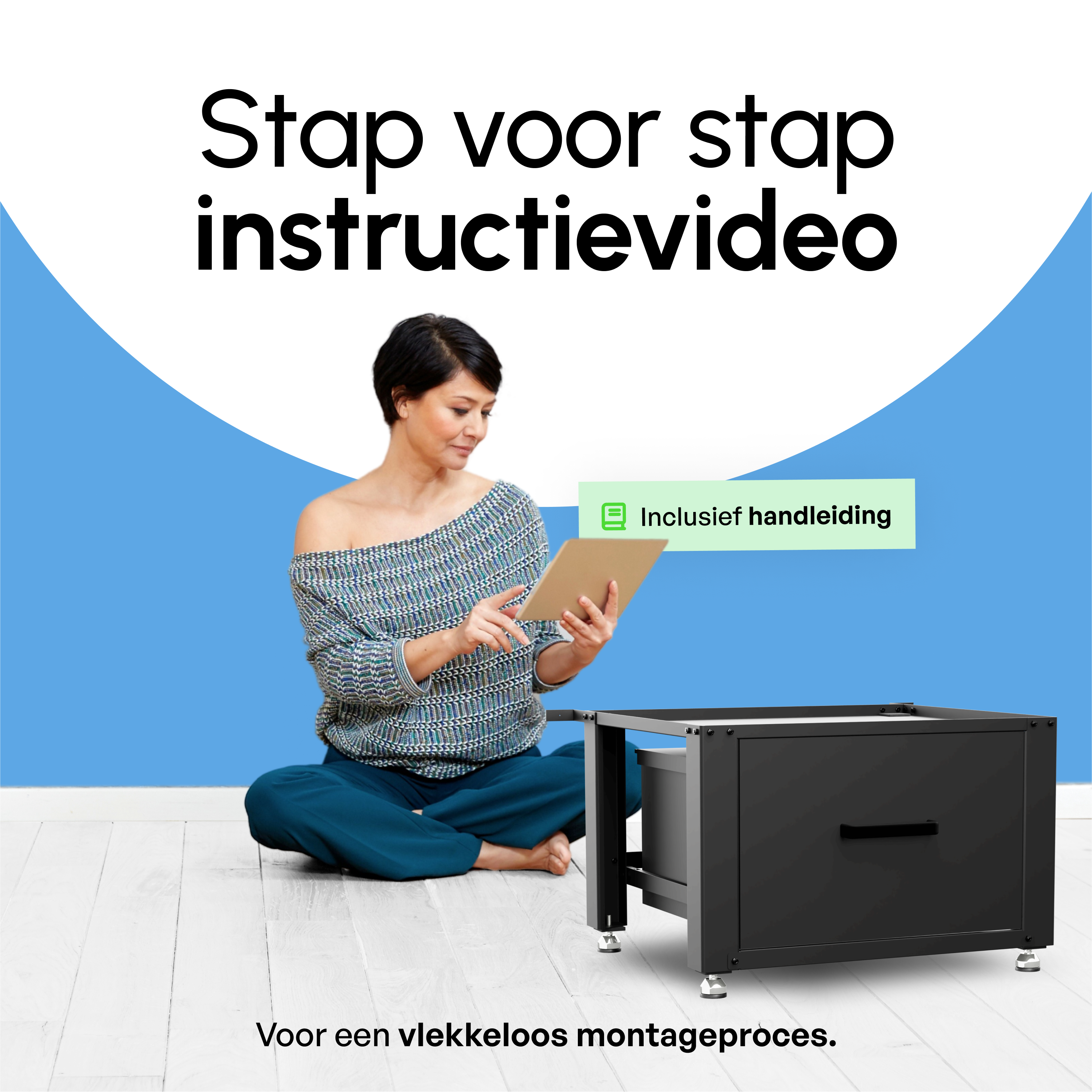 Wasmachine Verhoger met Opberglade - Zwart - 61x58x48 cm