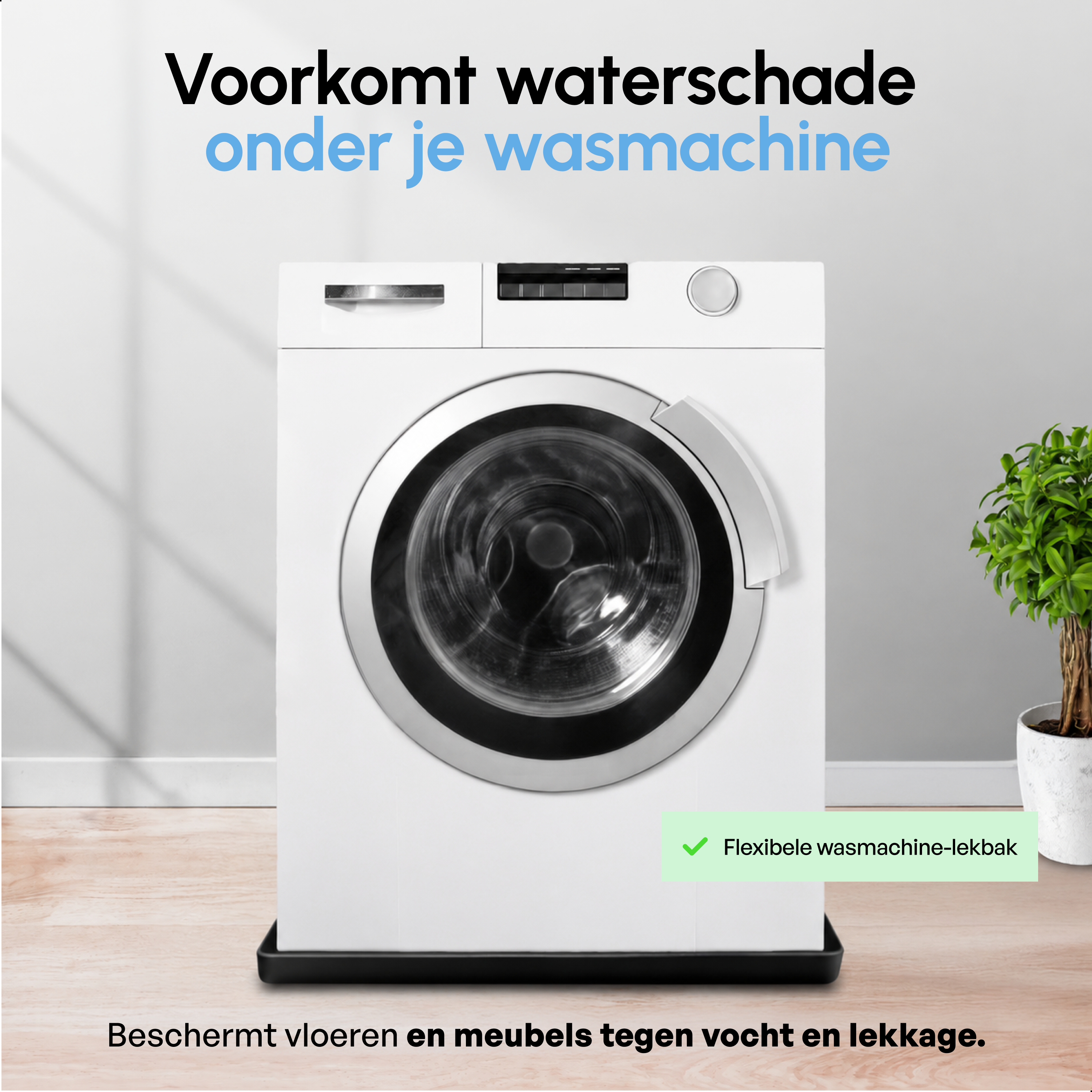 Lekbak Wasmachine - Opvangbak tegen lekkage - Siliconen - 65x60x3 cm - Zwart