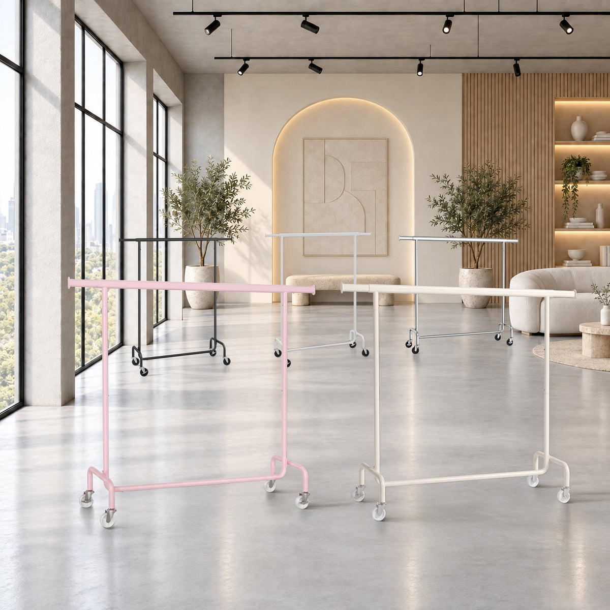 Nieuw: onze kledingrekken nu ook in roze, crème en goud