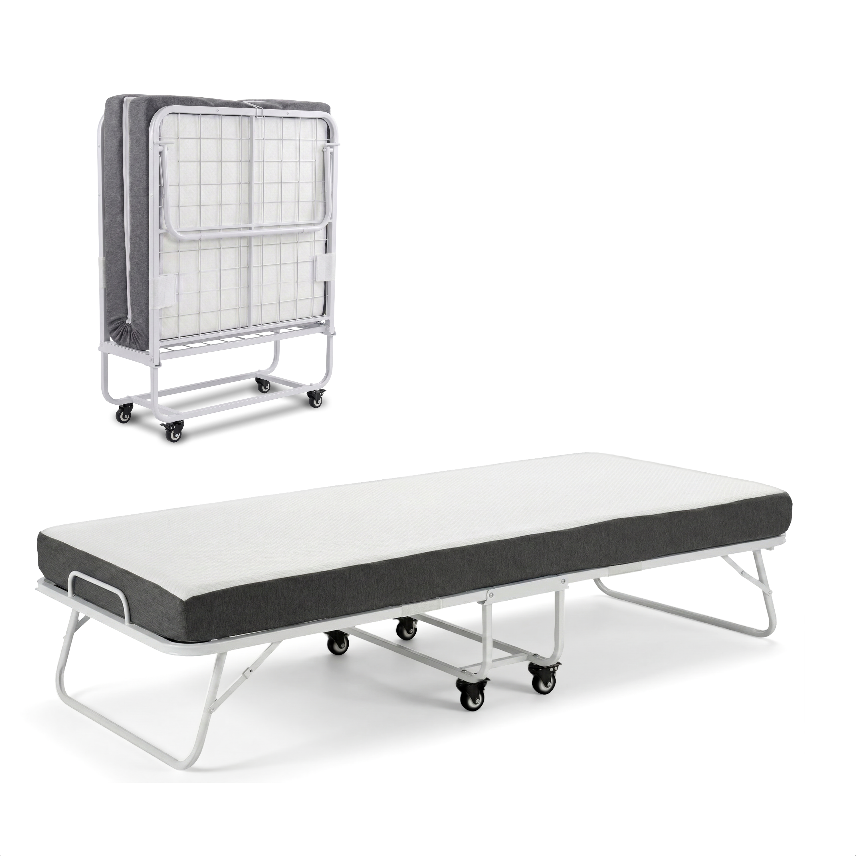 Logeerbed 90×200 met Matras - Vouwbed - Luxe - tot 250 kg - Wit