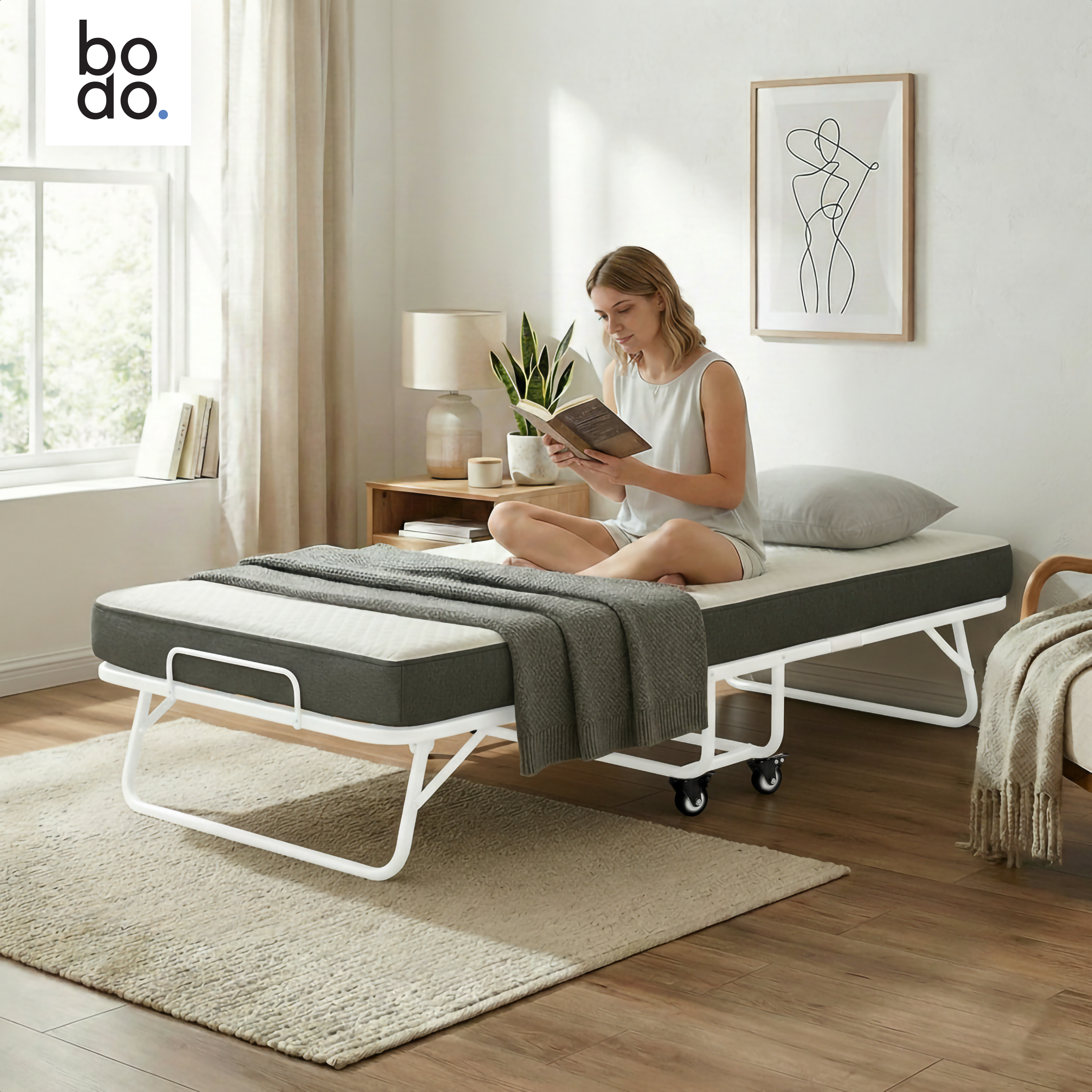 Logeerbed 90×200 met Matras - Vouwbed - Luxe - tot 250 kg - Wit