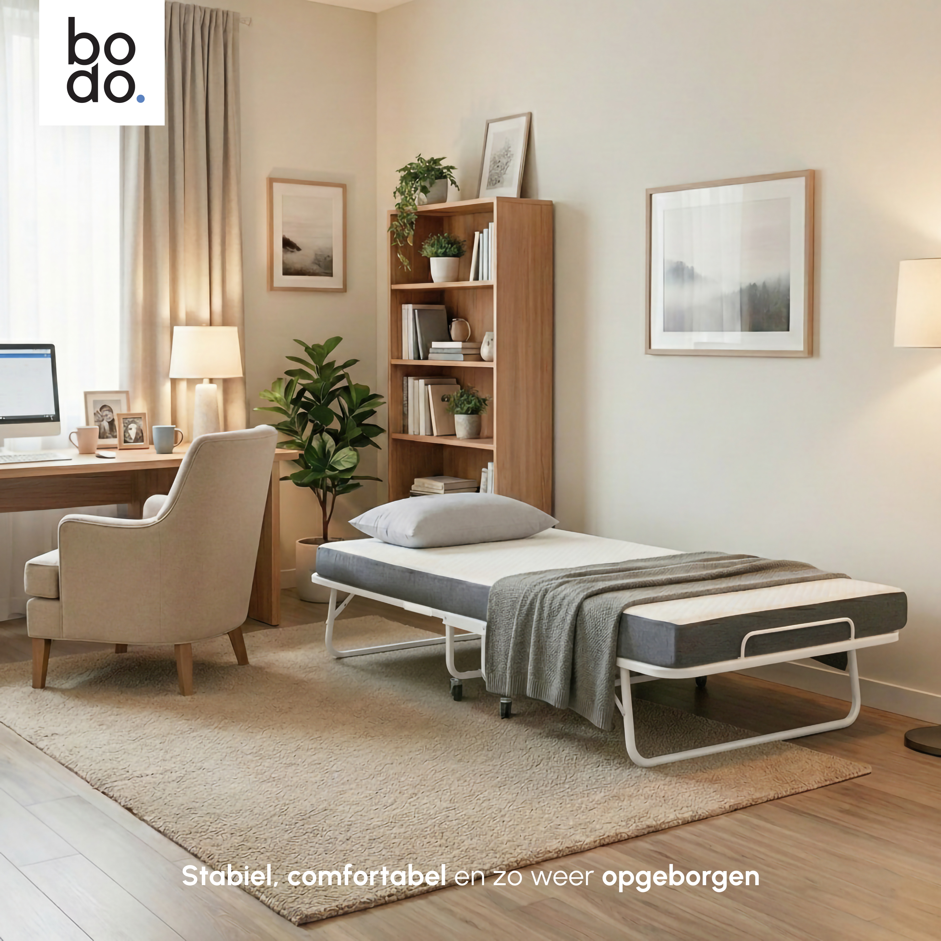 Logeerbed 90×200 met Matras - Vouwbed - Luxe - tot 250 kg - Wit
