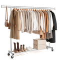 Garment Rack on Wheels - Storage Space - Extra Wide Clothes Rail - Silver - Bodo