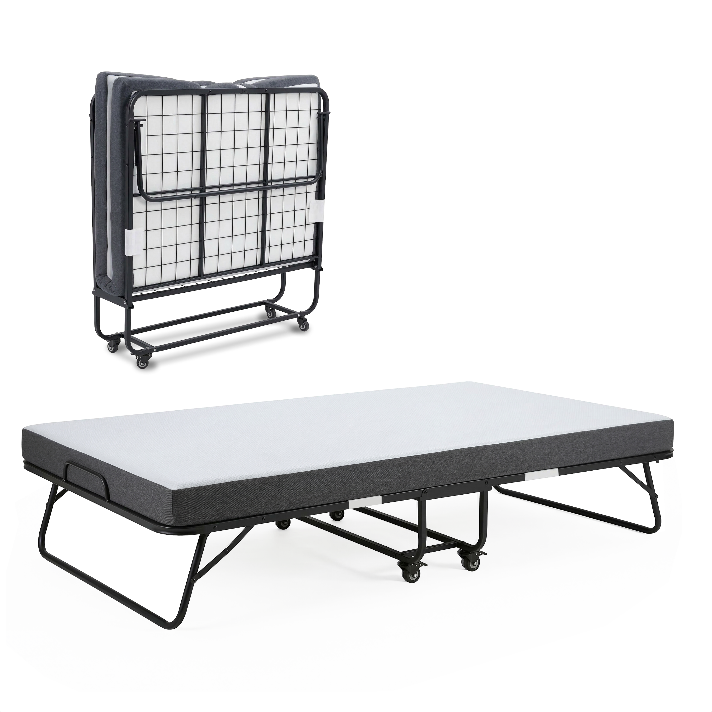 Logeerbed 120×200 met Matras - Vouwbed - Luxe - Tot 250 kg - Zwart