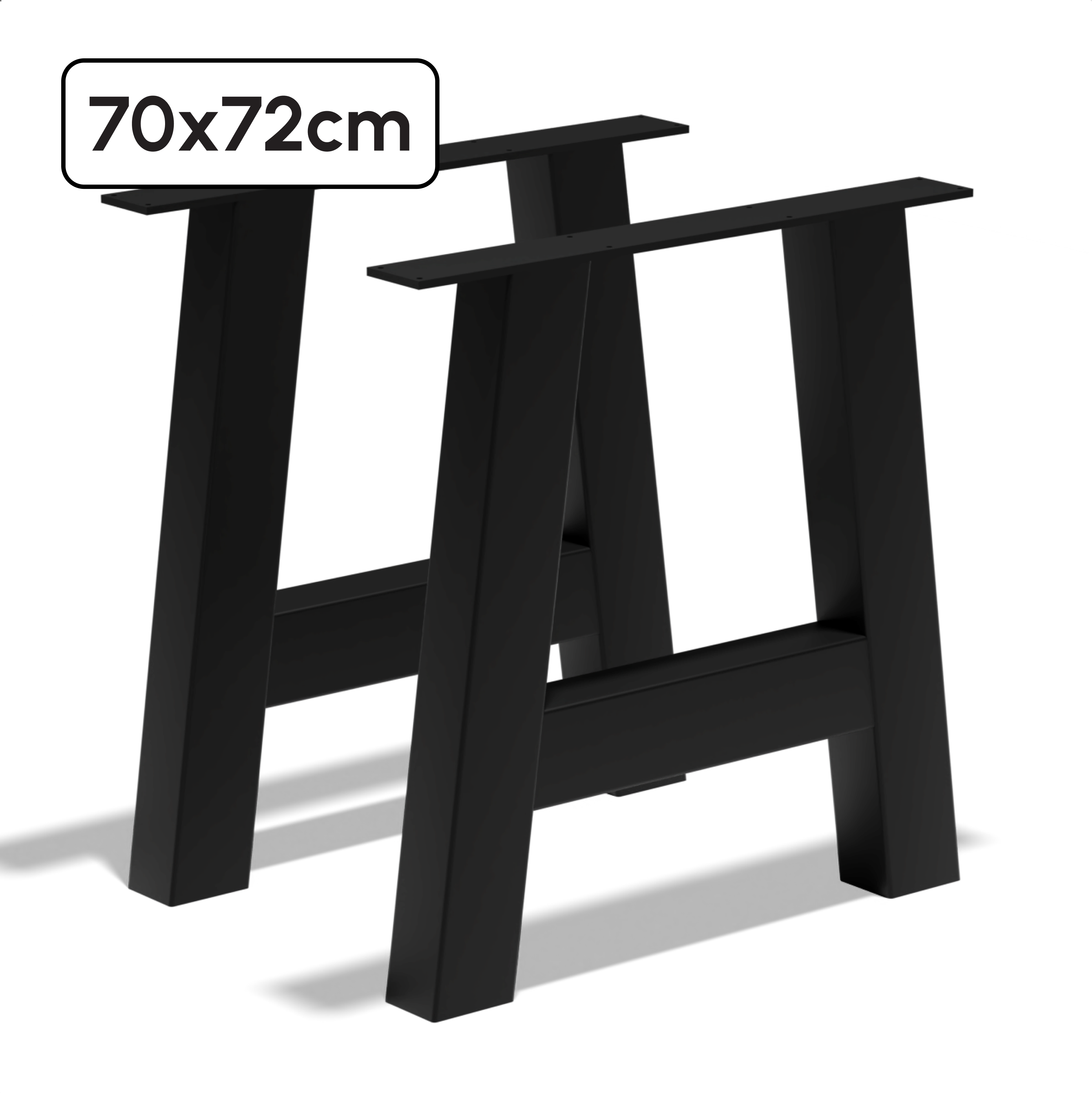 Tafelpoten - Stalen onderstel A 70x72cm Set - Mat Zwart - Beschadigd/Geretourneerd