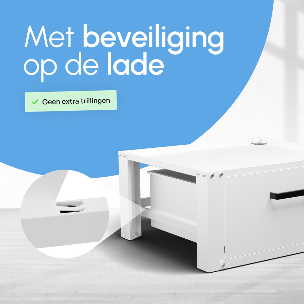 Wasmachine Verhoger Met Opberglade - Wit