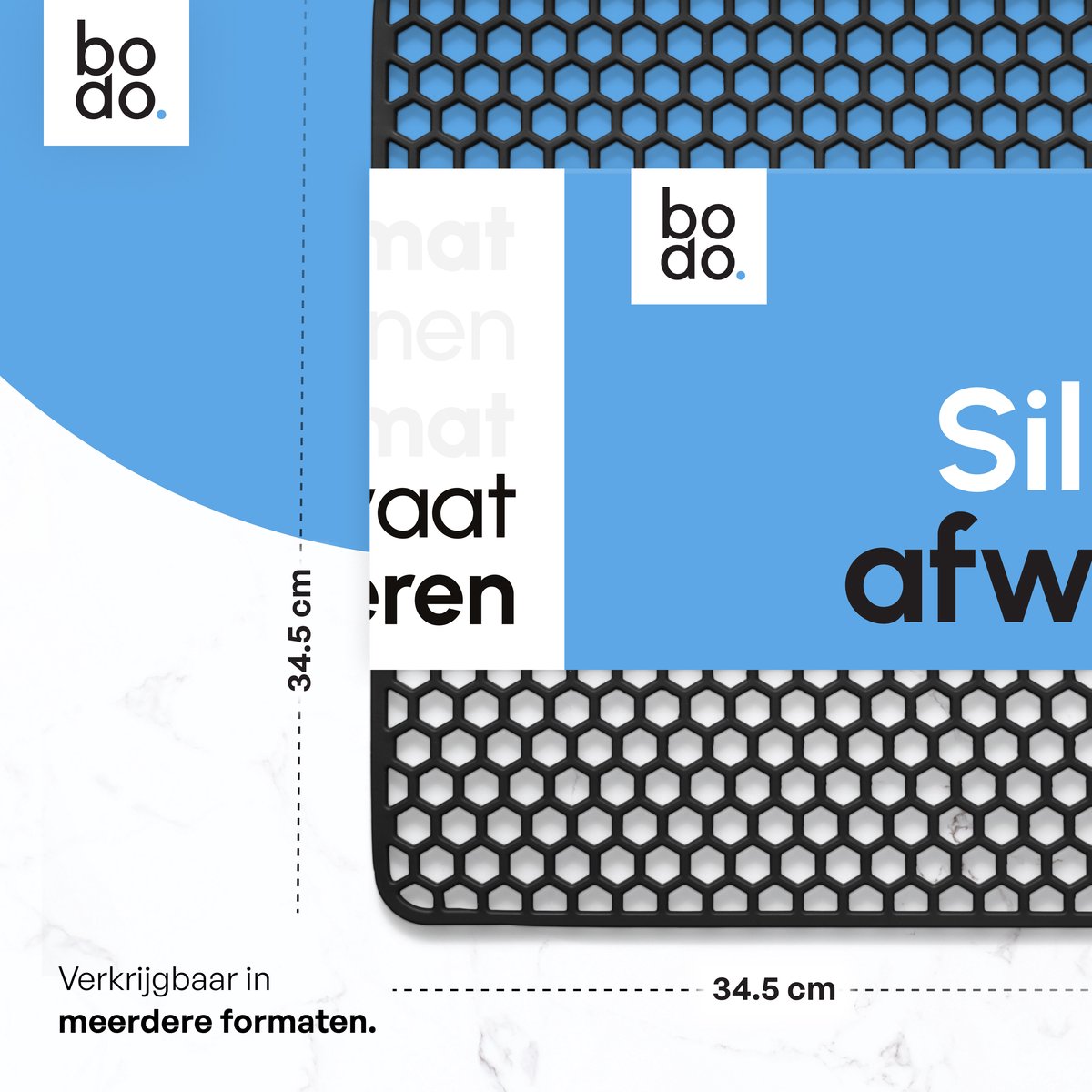 Gootsteenmat - Vierkant - Onderzetter - Zwart - 34.5 x 34.5 cm