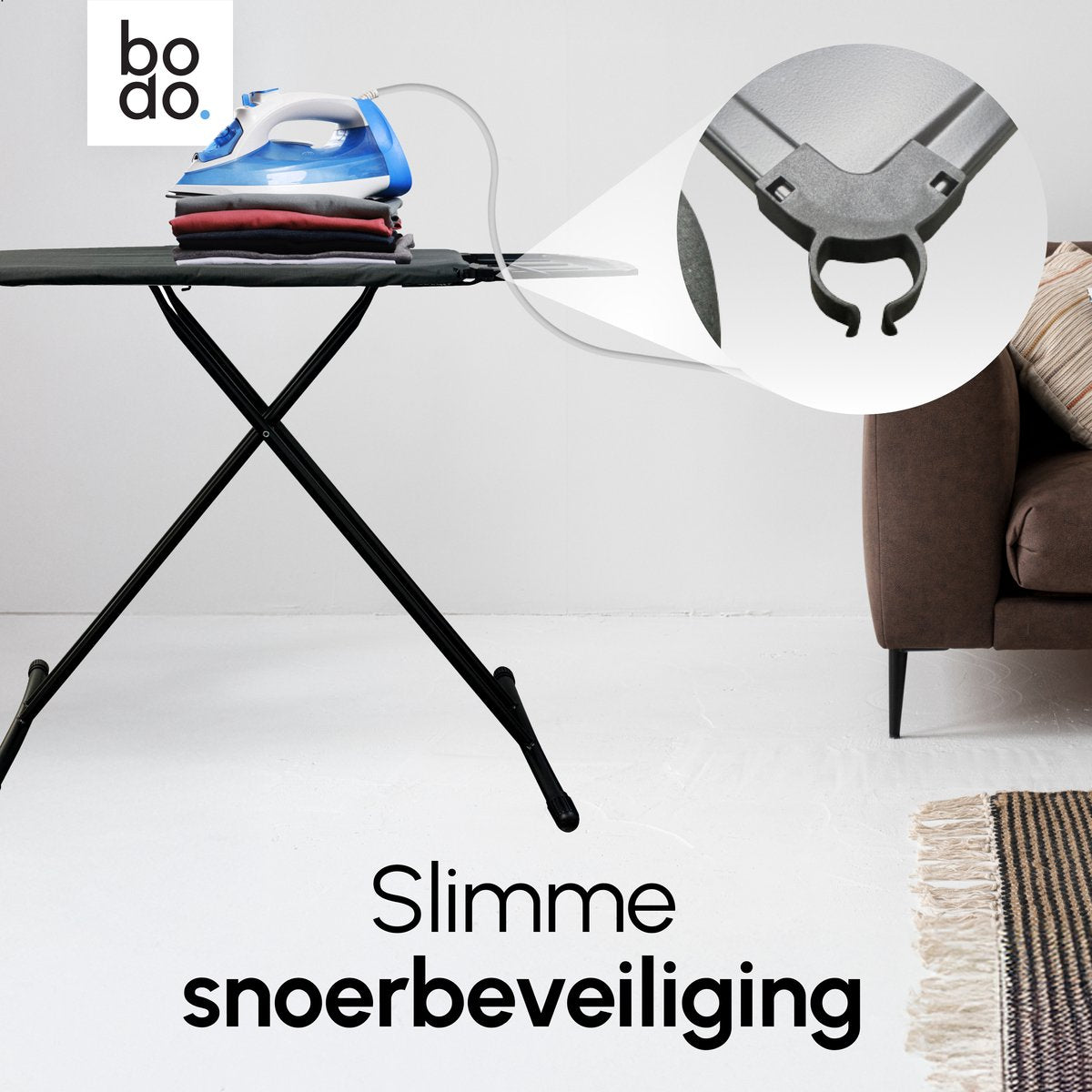 Strijkplank Ascend Elite - Stoomunithouder - Uitklapbaar Rek - 122 x 43 cm - Charcoal Black