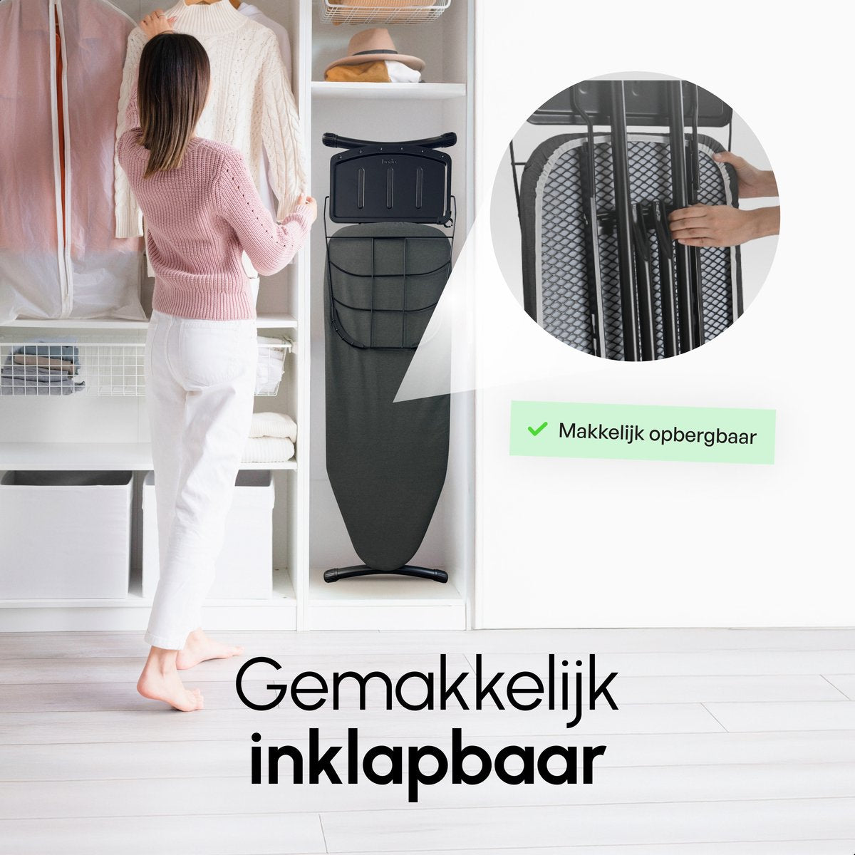 Strijkplank Ascend Elite - Stoomunithouder - Uitklapbaar Rek - 122 x 43 cm - Charcoal Black