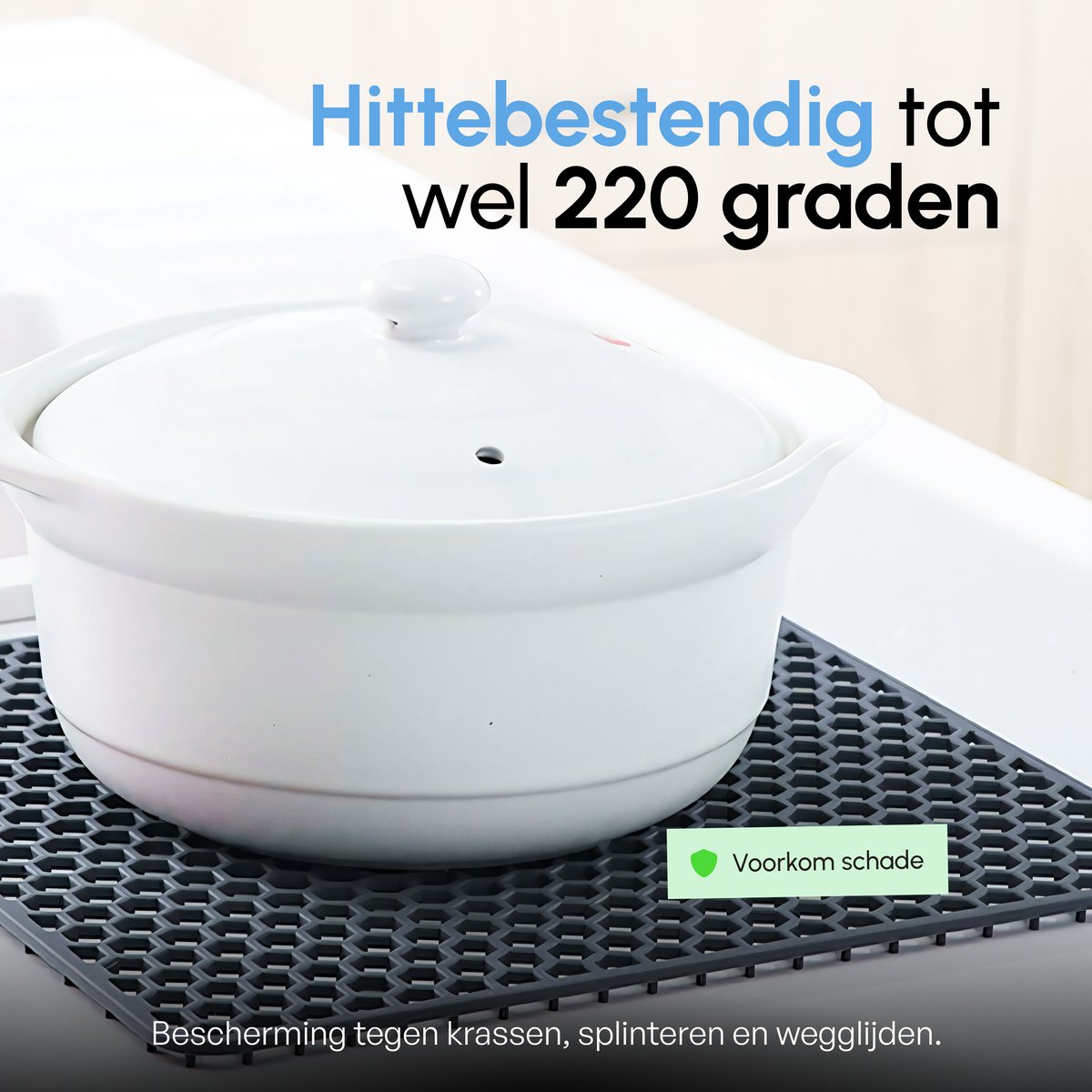 Gootsteenmat - Vierkant - Onderzetter - Wit - 30.5 x 30.5 cm
