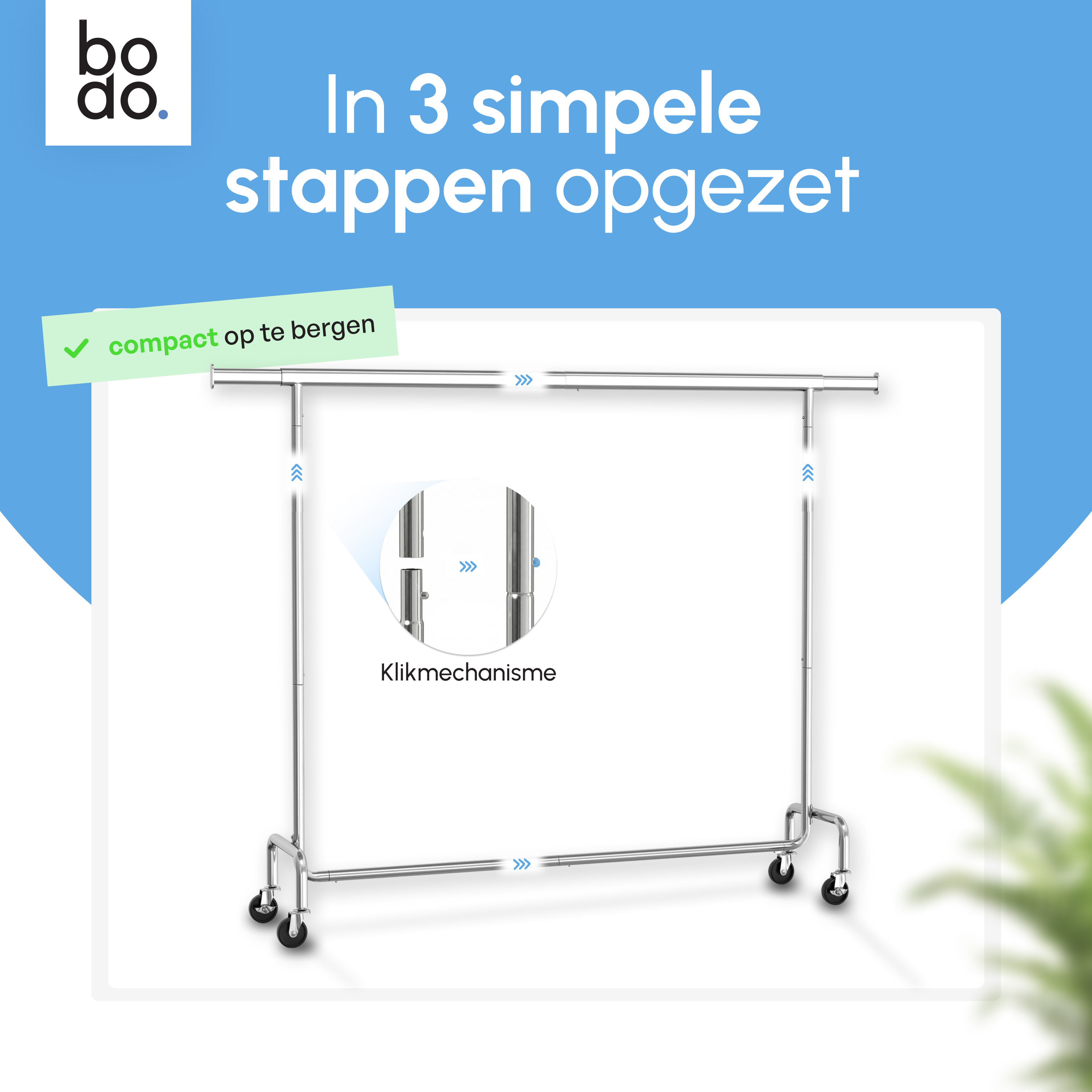 Kledingrek op Wieltjes - Extra Breed - Stalen Kledingstang - Zilver