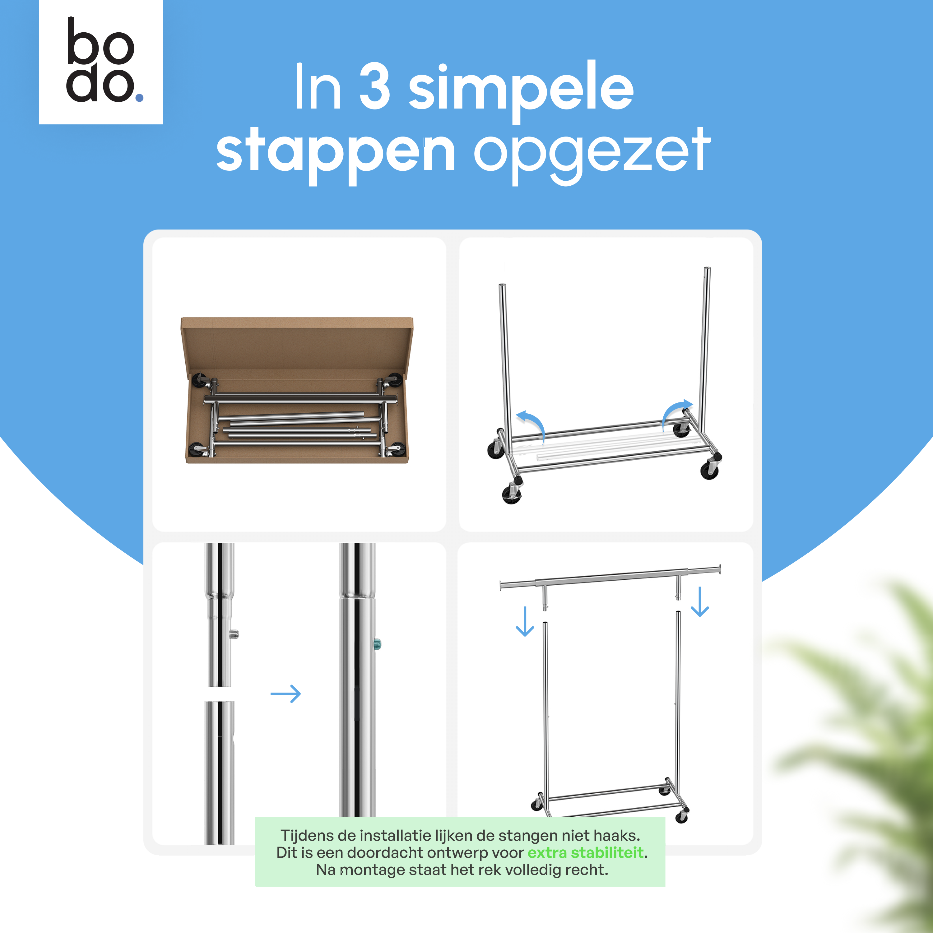 Kledingrek op Wieltjes - Opbergruimte - Extra Brede Kledingstang - Zwart