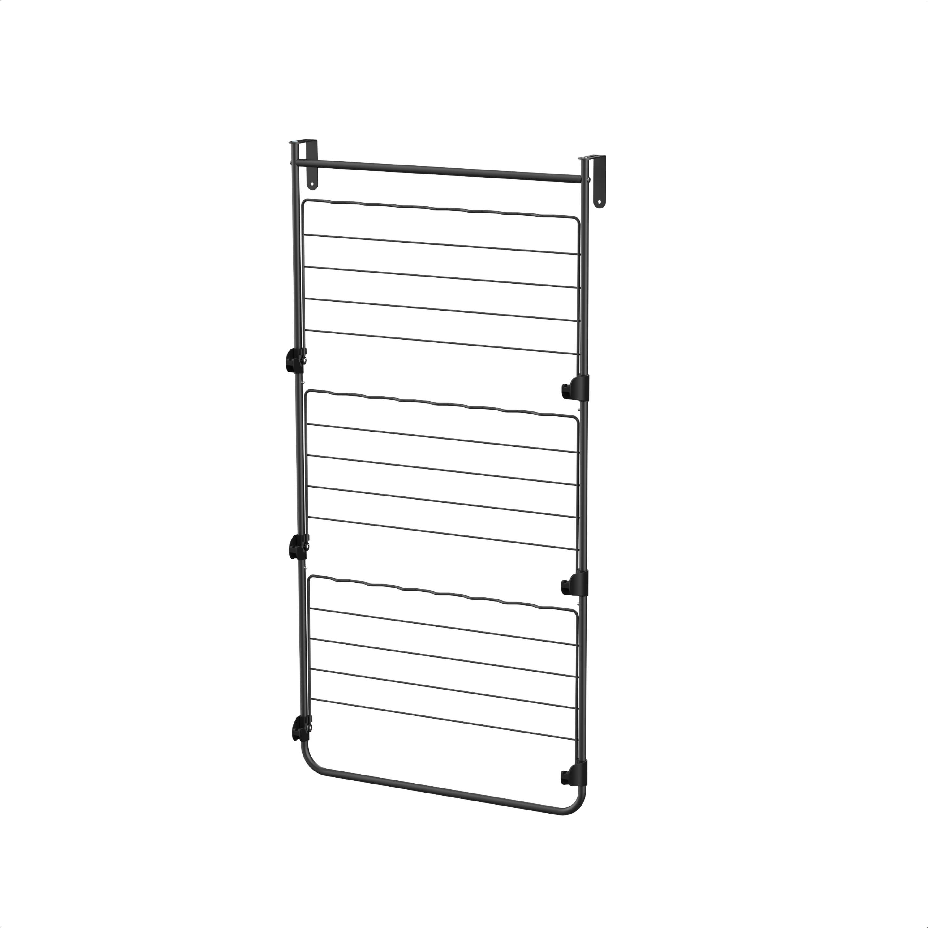 Droogrek Hangend - 10m - Ophangbaar aan Deur of Wand - Zwart