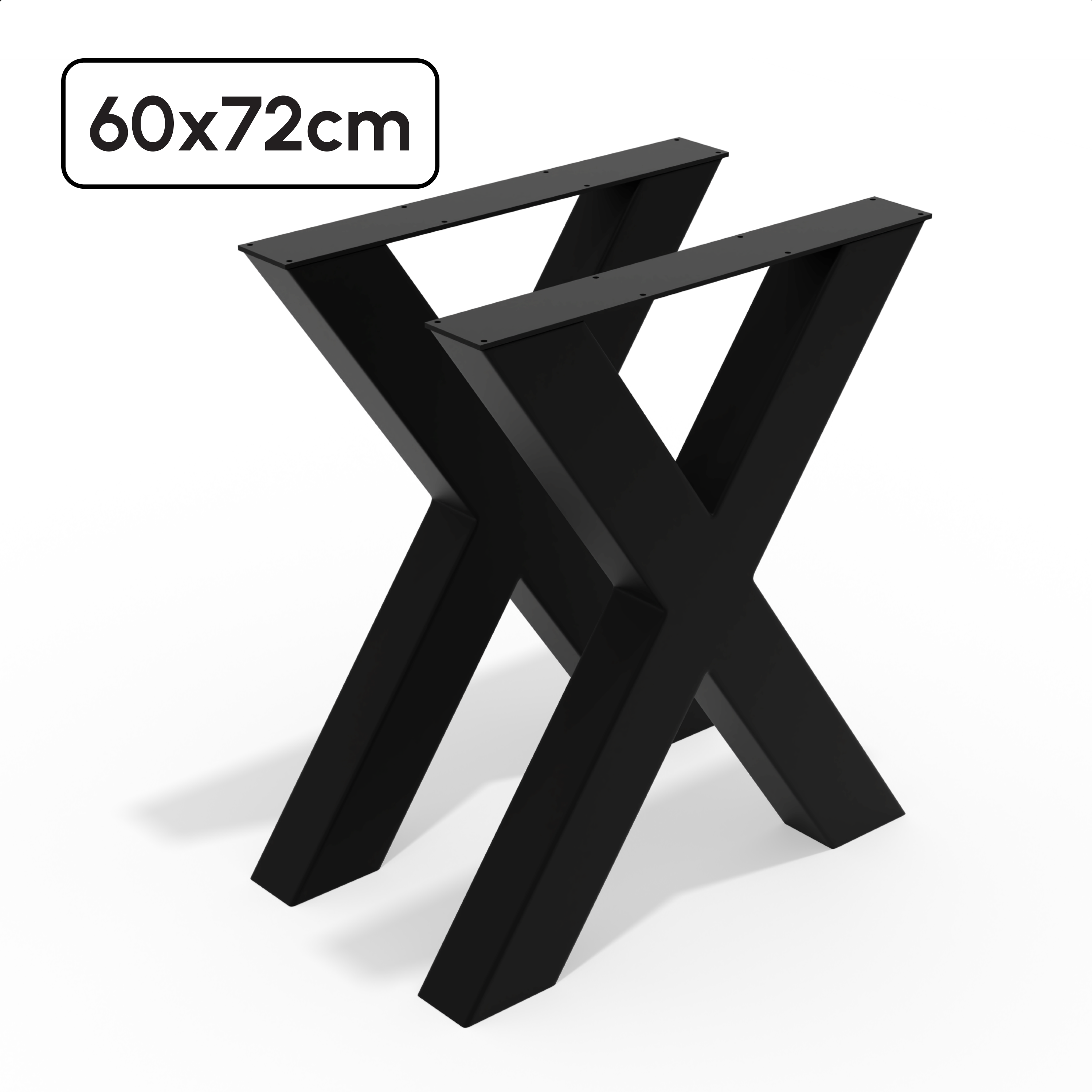 Tafelpoten - Stalen onderstel X 60x72cm Set van 2 - Mat Zwart - Beschadigd/Geretourneerd