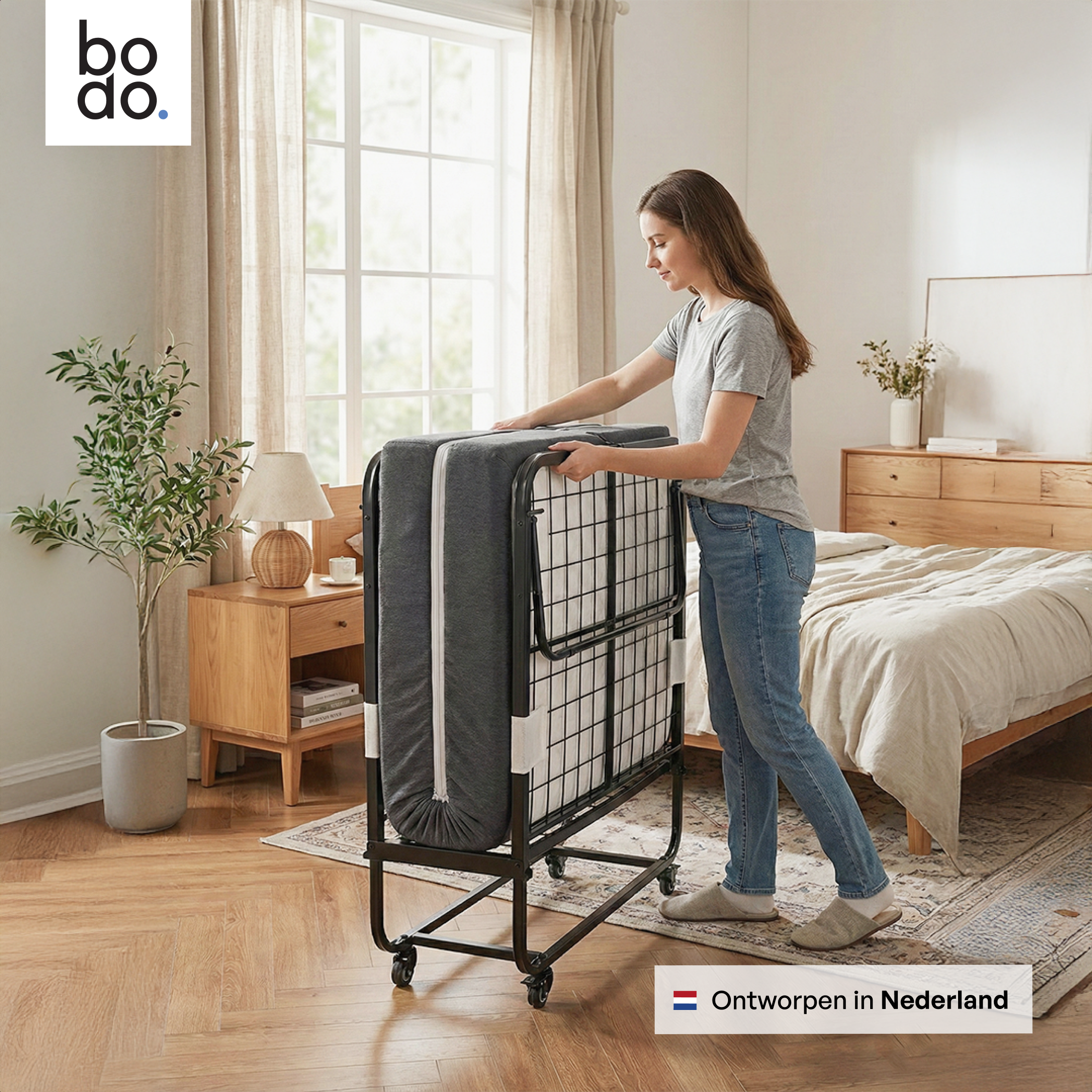 Logeerbed 90×200 met Matras - Vouwbed - Luxe - 250 kg - Zwart