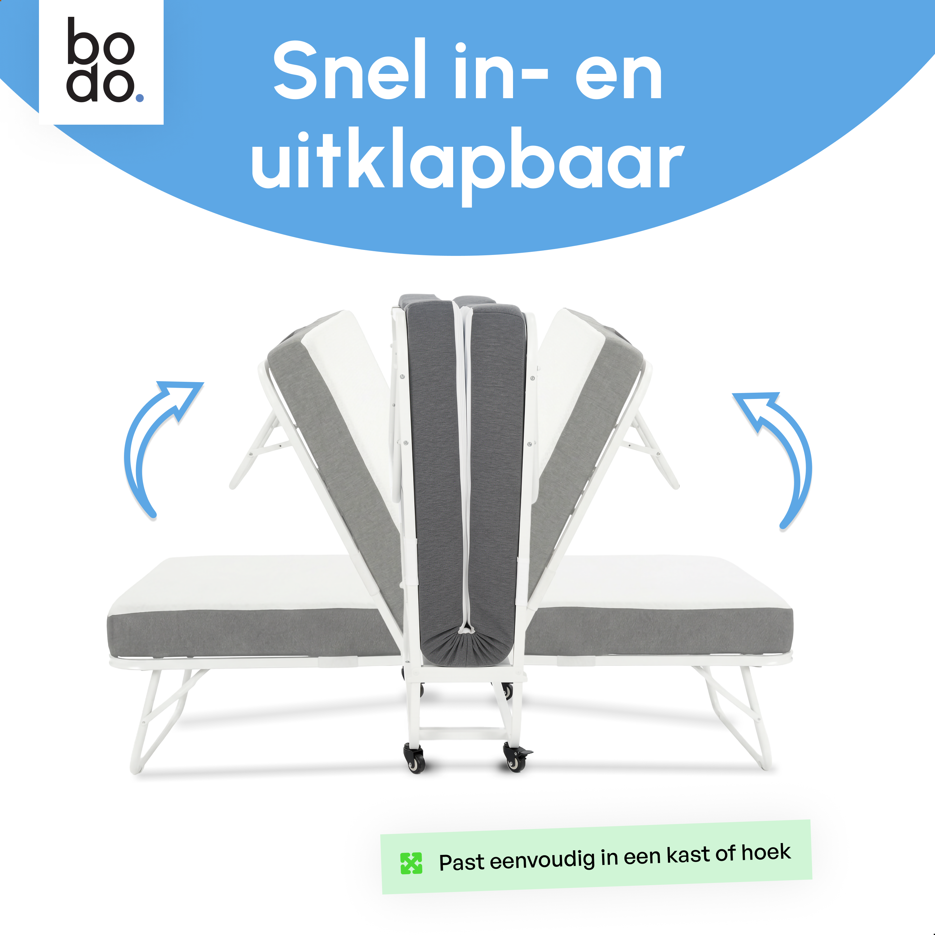 Logeerbed 90×200 met Matras - Vouwbed - Luxe - tot 250 kg - Wit