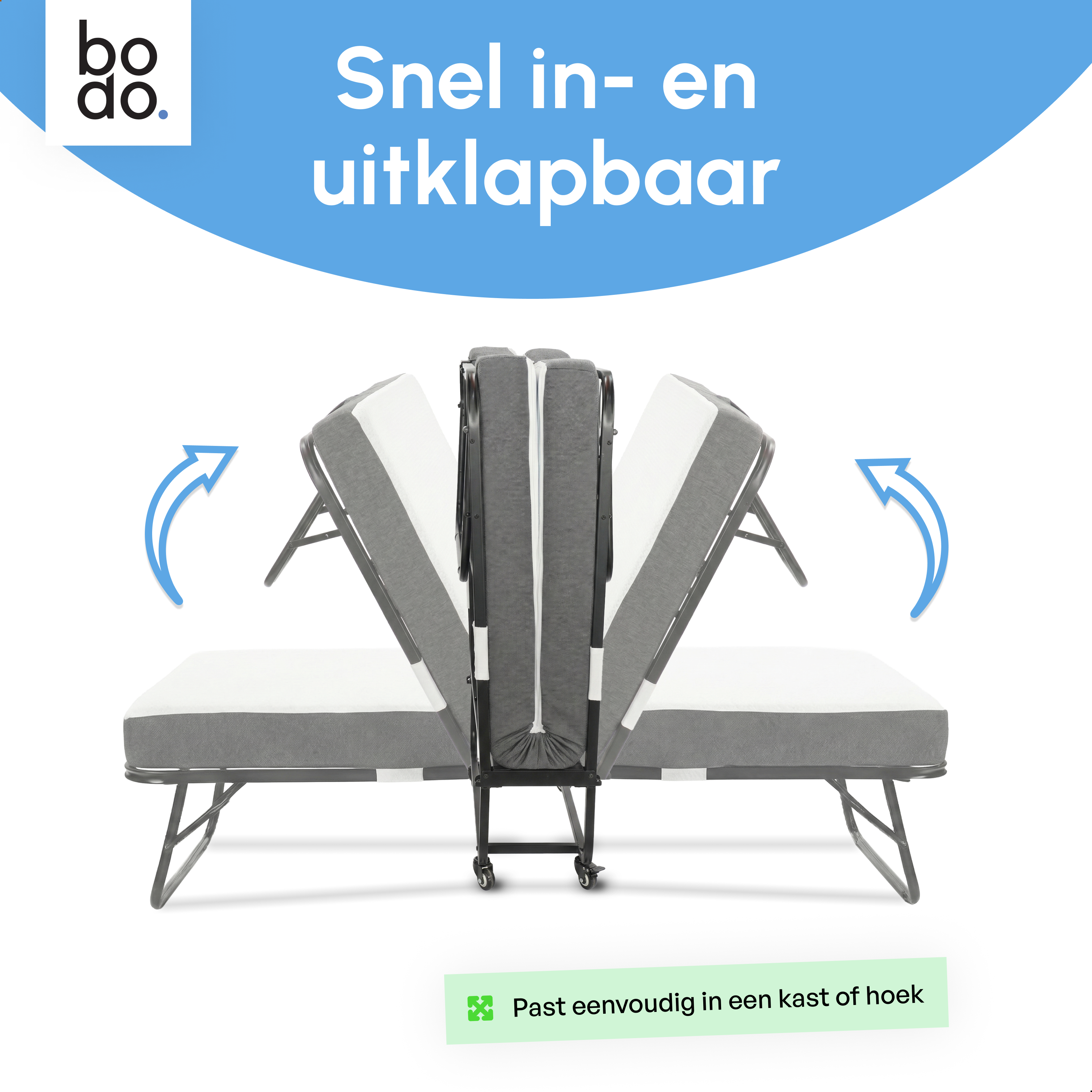 Logeerbed 90×200 met Matras - Vouwbed - Luxe - 250 kg - Zwart
