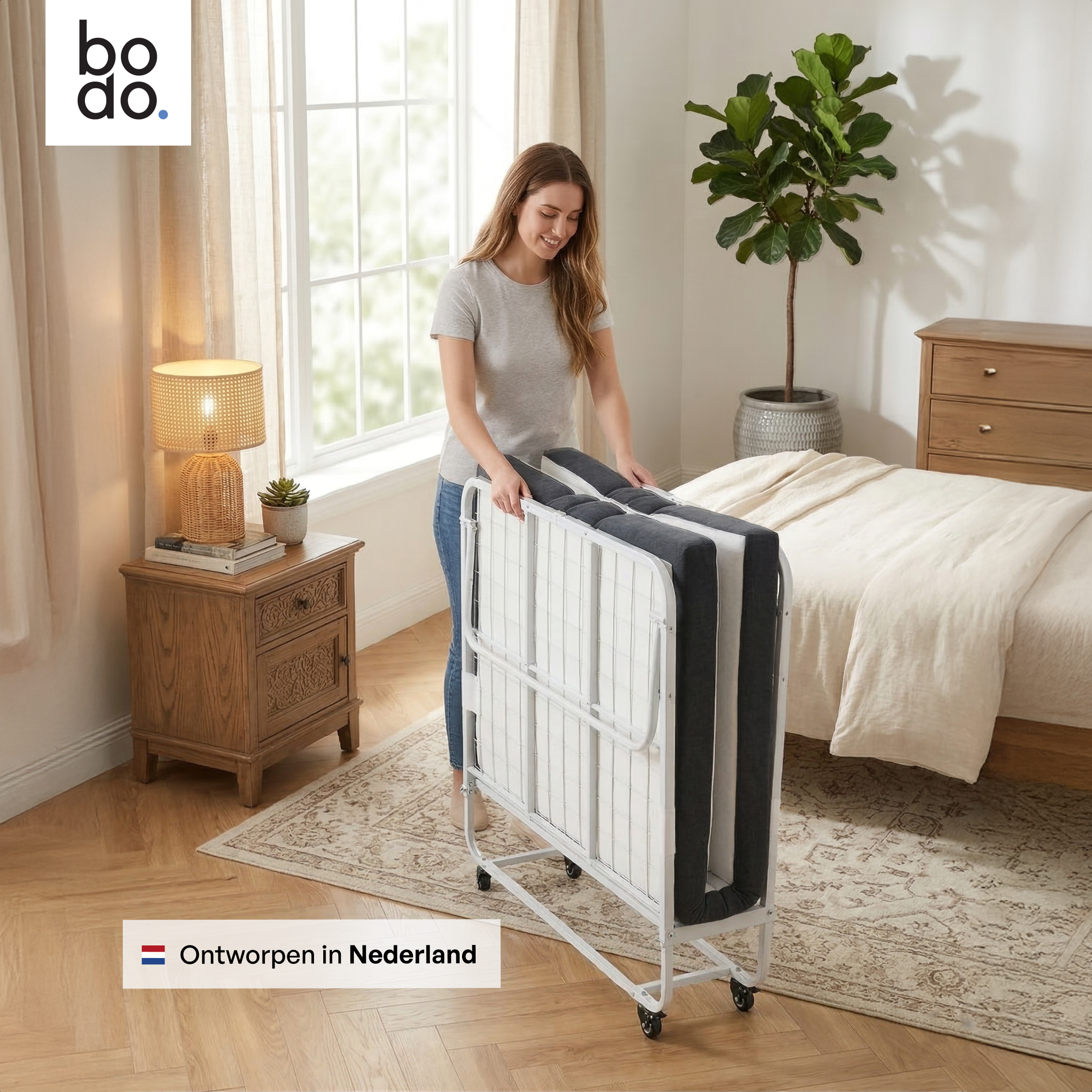 Logeerbed 120×200 met Matras - Vouwbed - Luxe - tot 250 kg - Wit