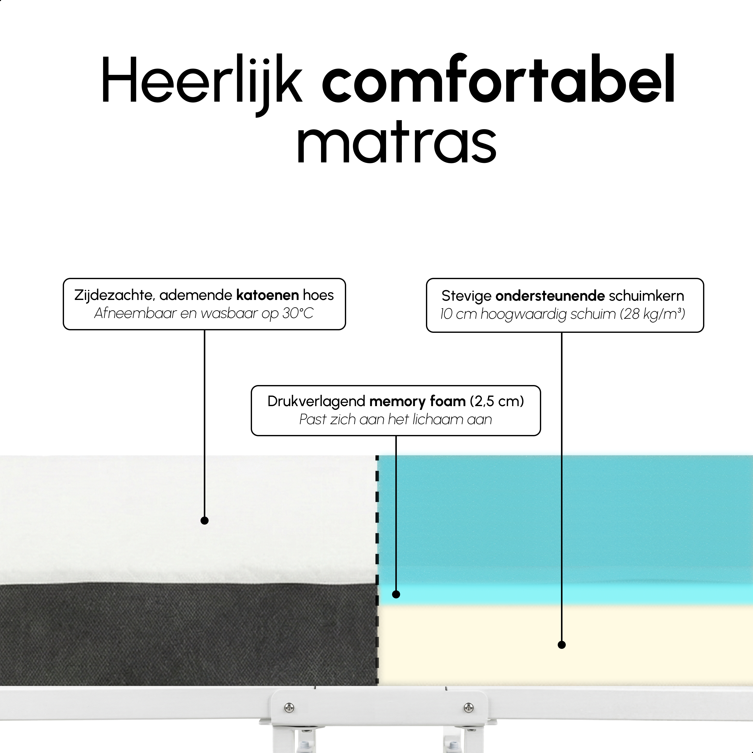 Logeerbed 120×200 met Matras - Vouwbed - Luxe - tot 250 kg - Wit