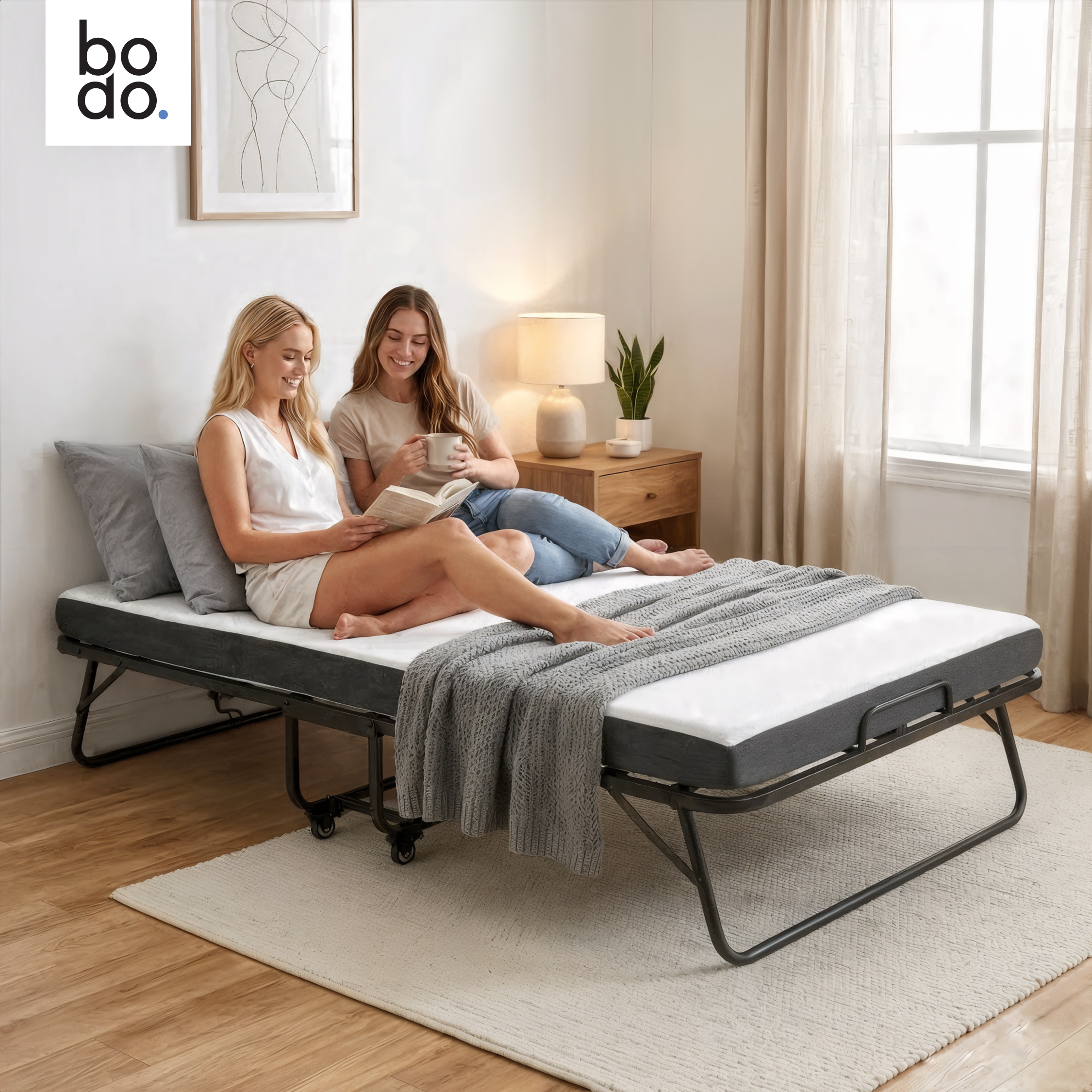 Logeerbed 120×200 met Matras - Vouwbed - Luxe - Tot 250 kg - Zwart