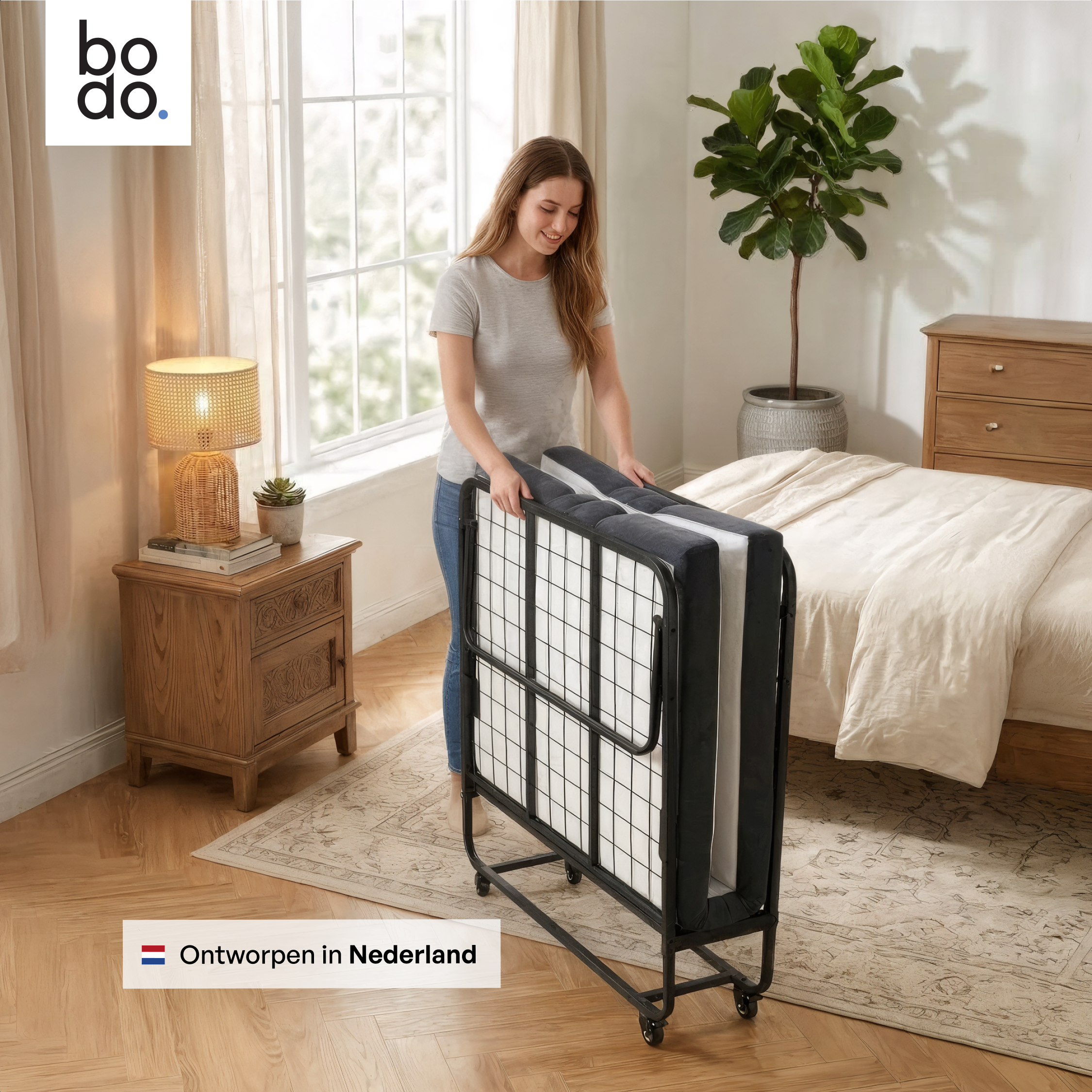 Logeerbed 120×200 met Matras - Vouwbed - Luxe - Tot 250 kg - Zwart