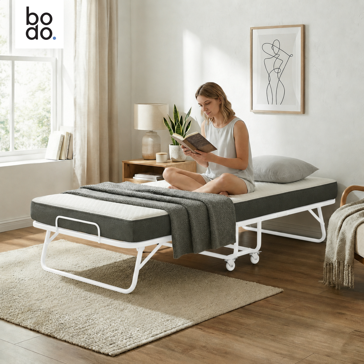 Logeerbed 80×200 met Matras - Vouwbed - Luxe - 250 kg - Wit