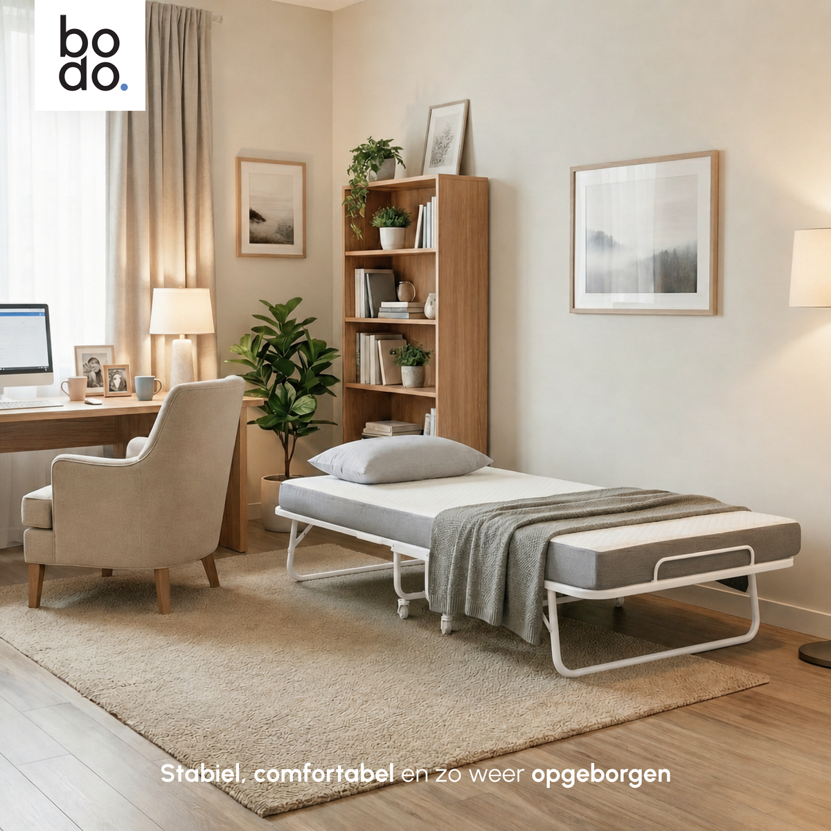 Logeerbed 80×200 met Matras - Vouwbed - Luxe - 250 kg - Wit