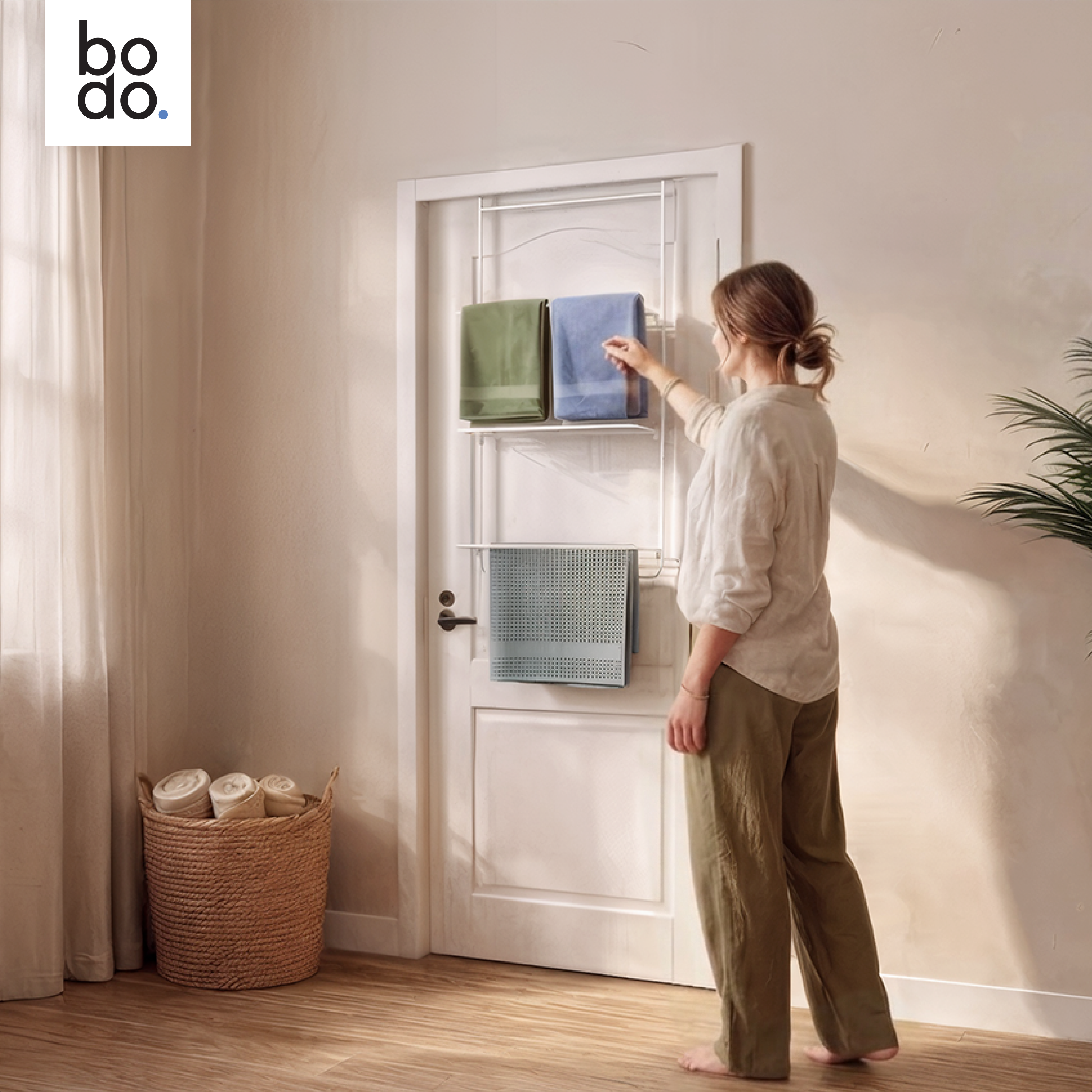 Droogrek Hangend - 10m - Ophangbaar aan Deur of Wand - Wit