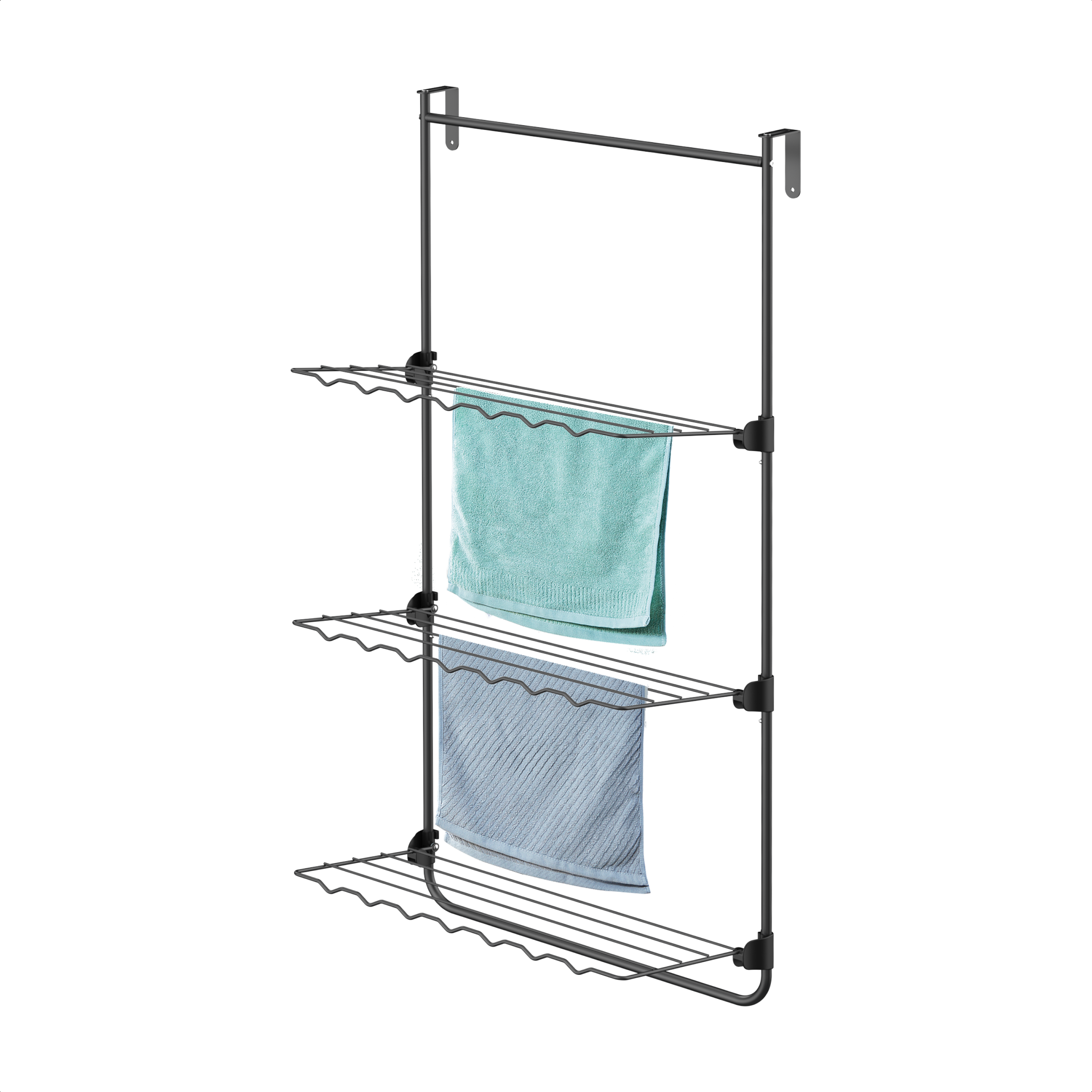 Droogrek Hangend - 10m - Ophangbaar aan Deur of Wand - Zwart