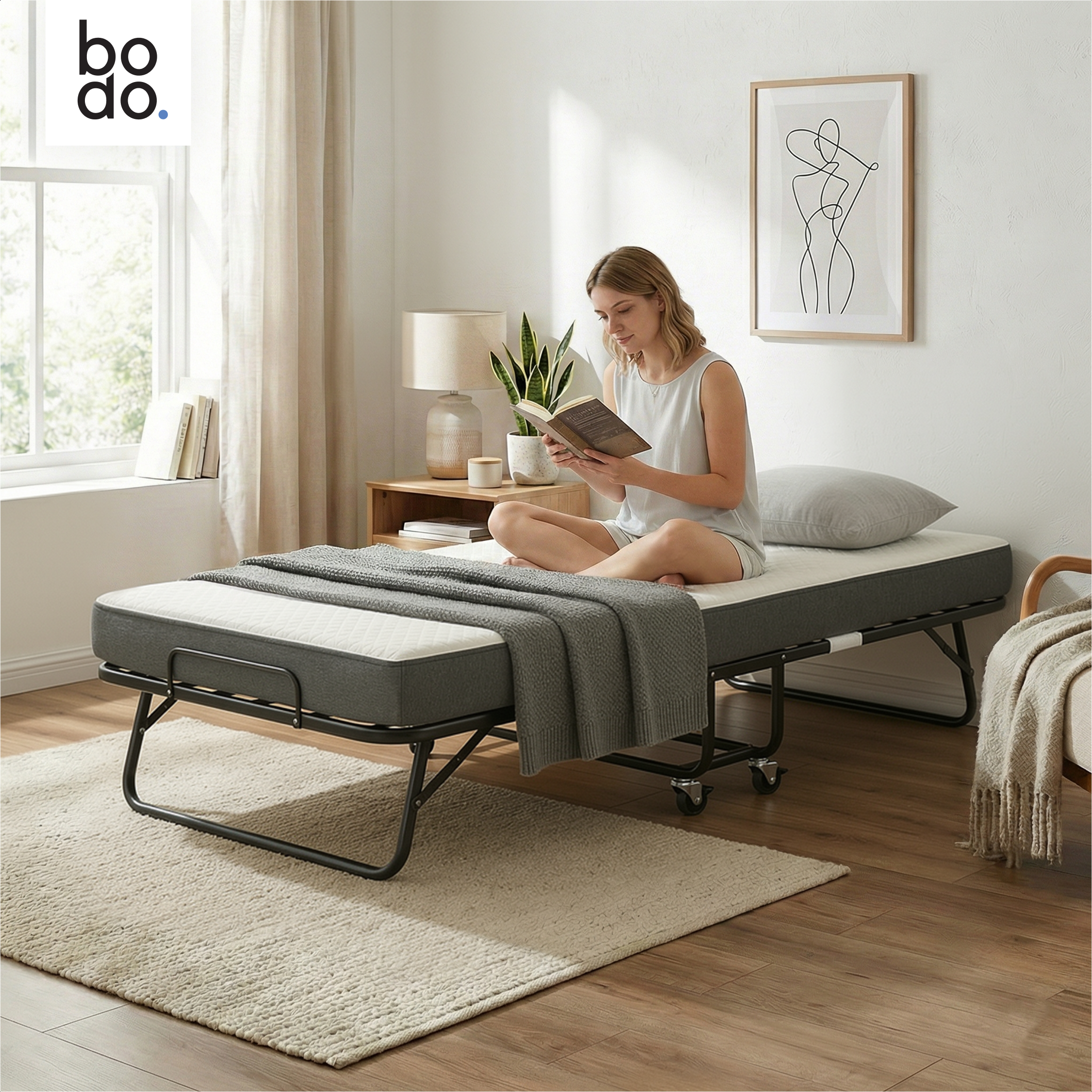 Logeerbed 90×200 met Matras - Vouwbed - Luxe - 250 kg - Zwart