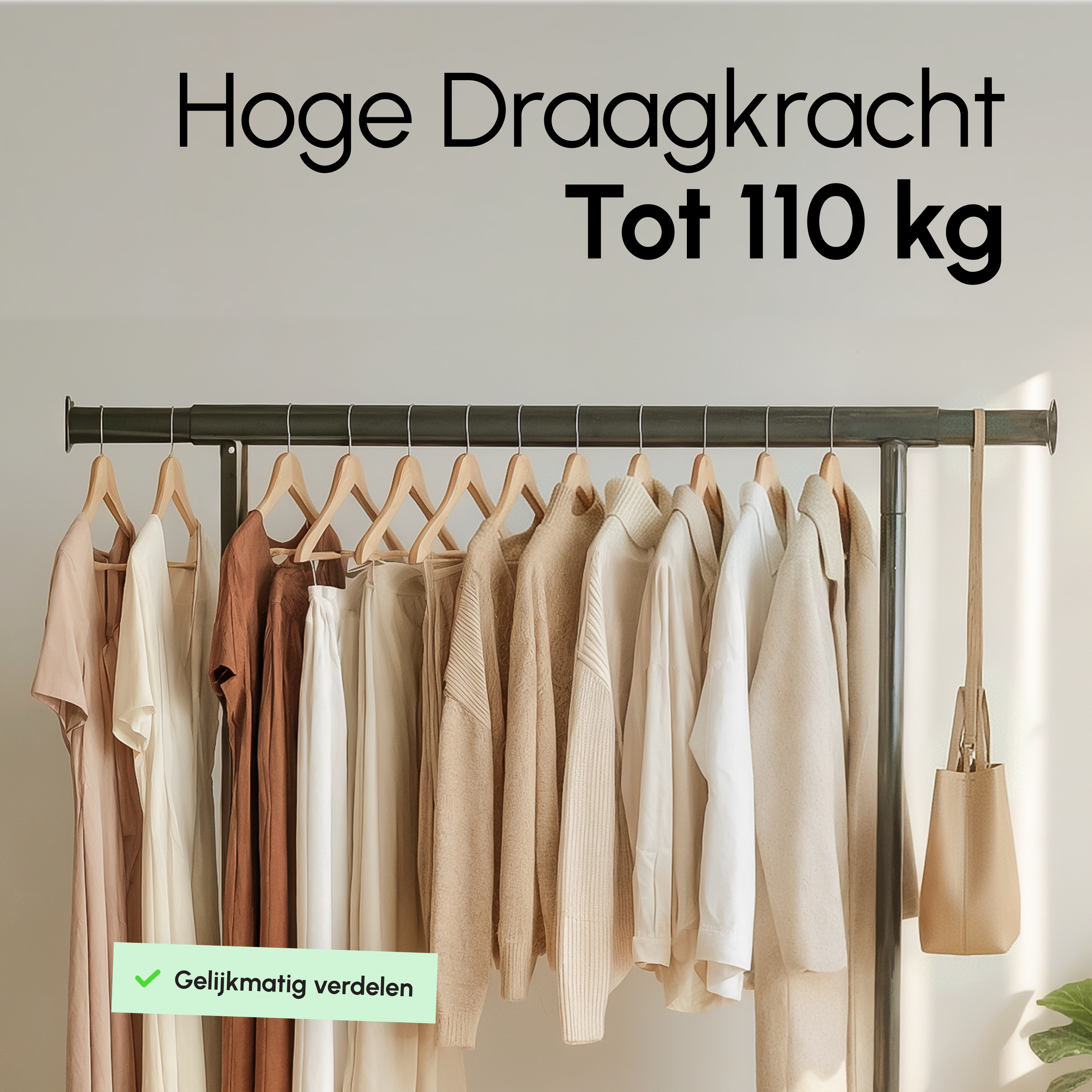 Kledingrek op Wieltjes - Stalen Kledingstang - Opbergruimte - Zwart