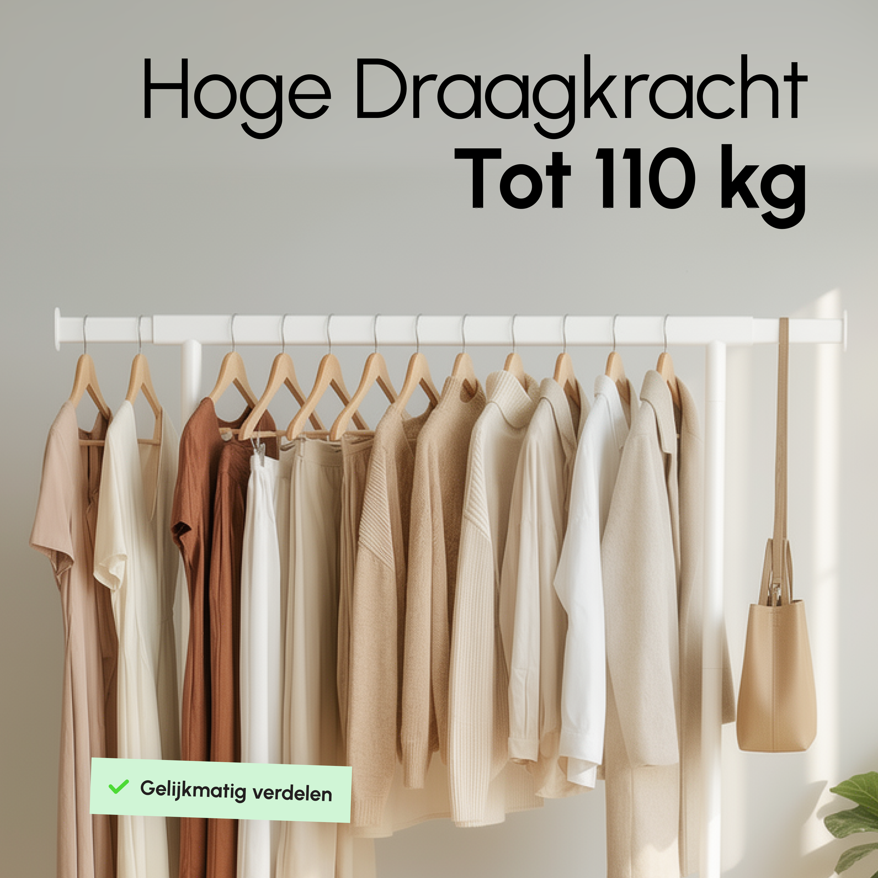 Kledingrek op Wieltjes - Stalen Kledingstang - Opbergruimte - Wit