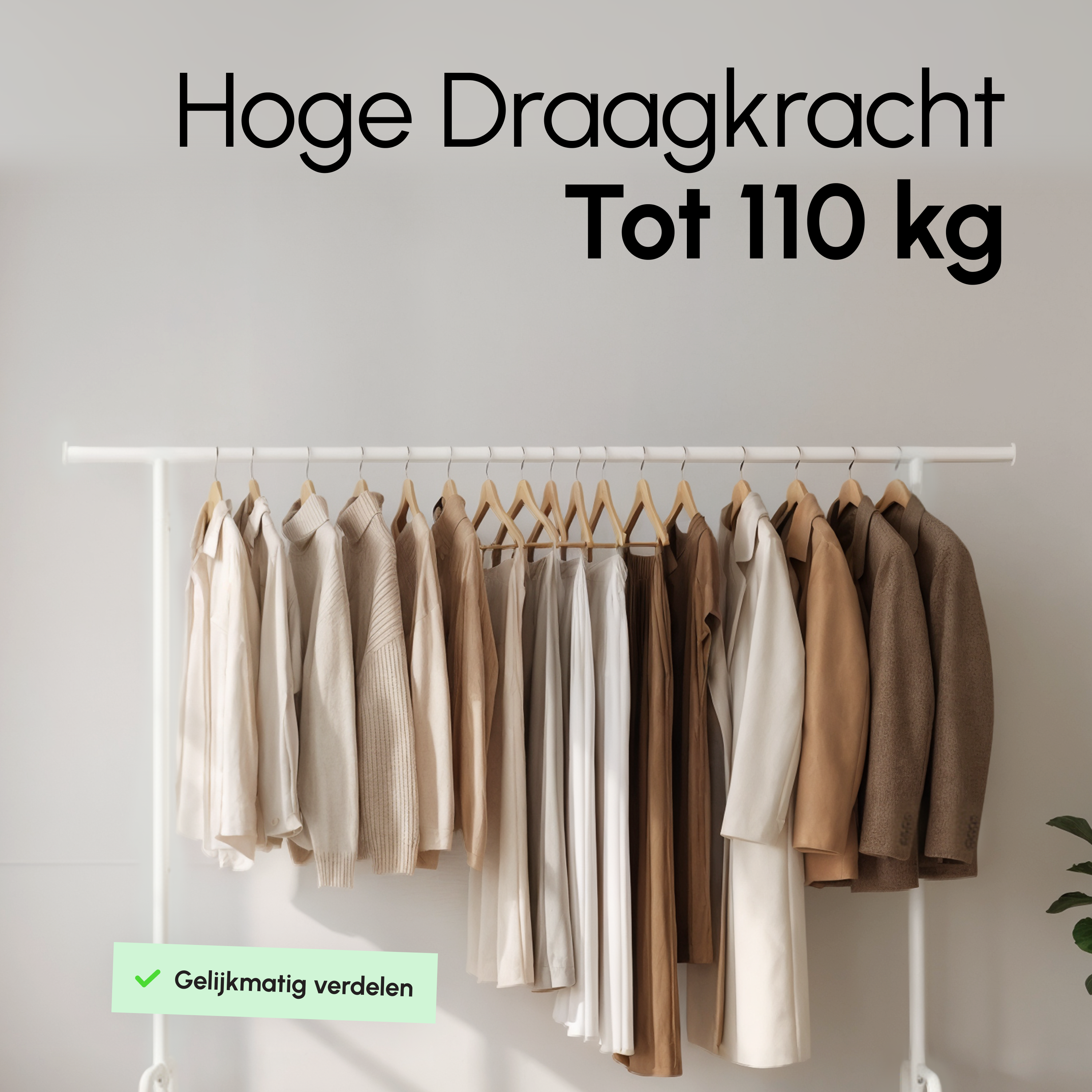 Kledingrek op Wieltjes - Extra Breed - Stalen Kledingstang - Wit