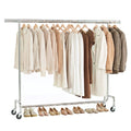 Garment Rack on Wheels – Extra Wide – Steel Clothes Rail – Silver – Bodo
