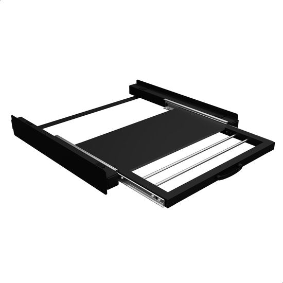 Stapelkit voor Wasmachine en Droger - Stapelkit met Handdoekhouder - Inlegbare Plank - Zwart