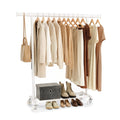 Garment Rack on Wheels – Steel Clothes Rail - Storage Space – White – Bodo