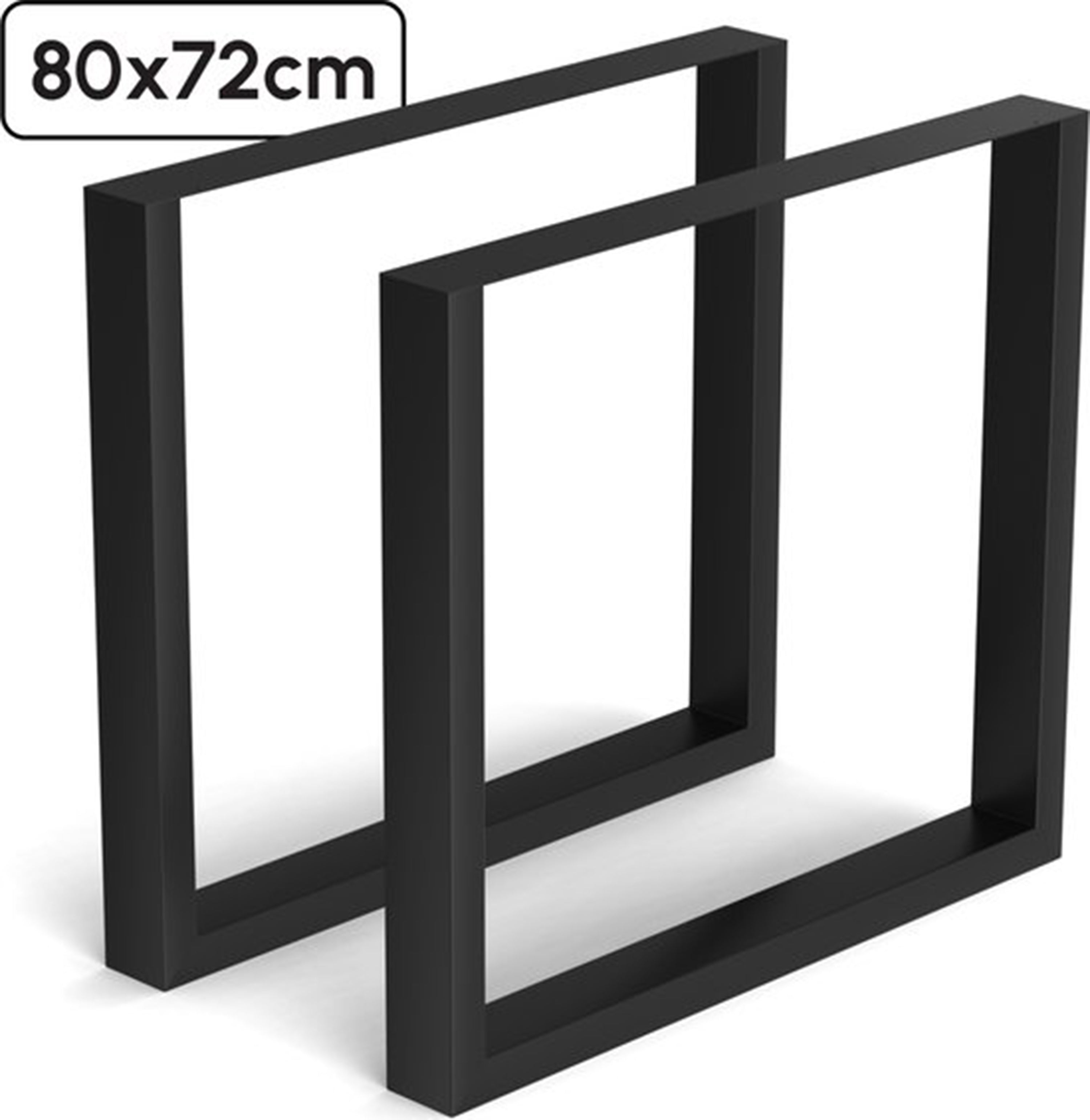 Stalen Onderstel Tafel - Tafelpoten - Set van 2 - U bankpoot 80x72 cm - Mat Zwart - Beschadigd/Geretourneerd