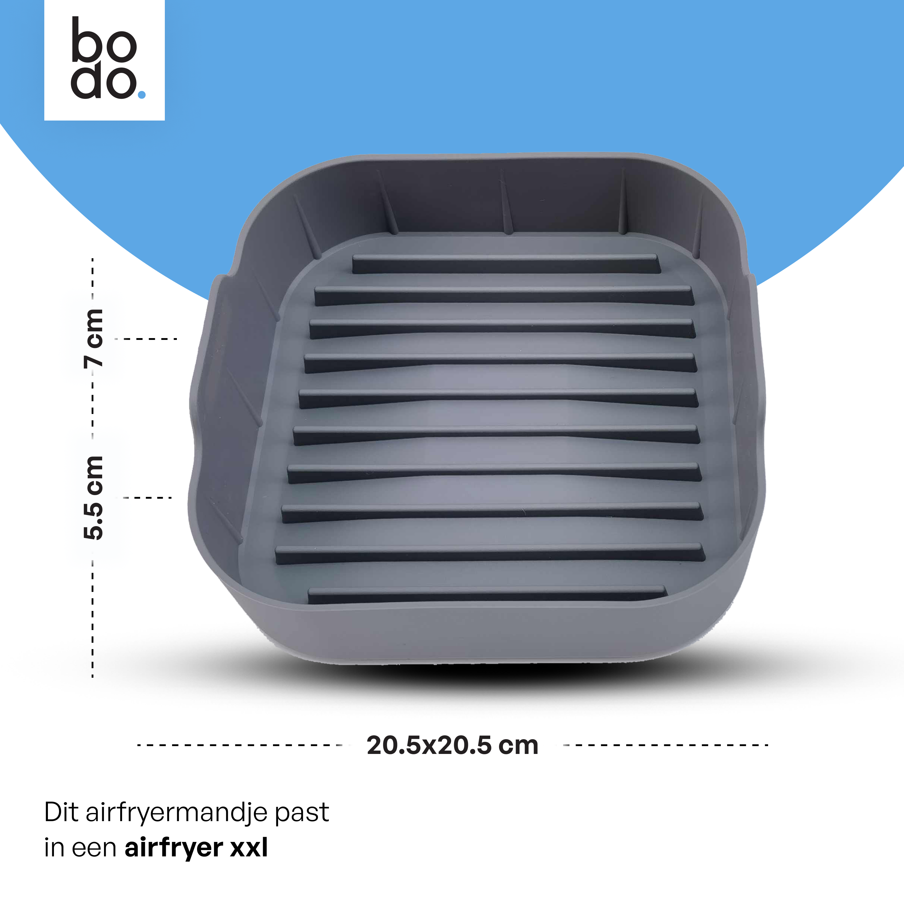 Airfryer Bakje - 20.5 x 20x5 cm - Grijs