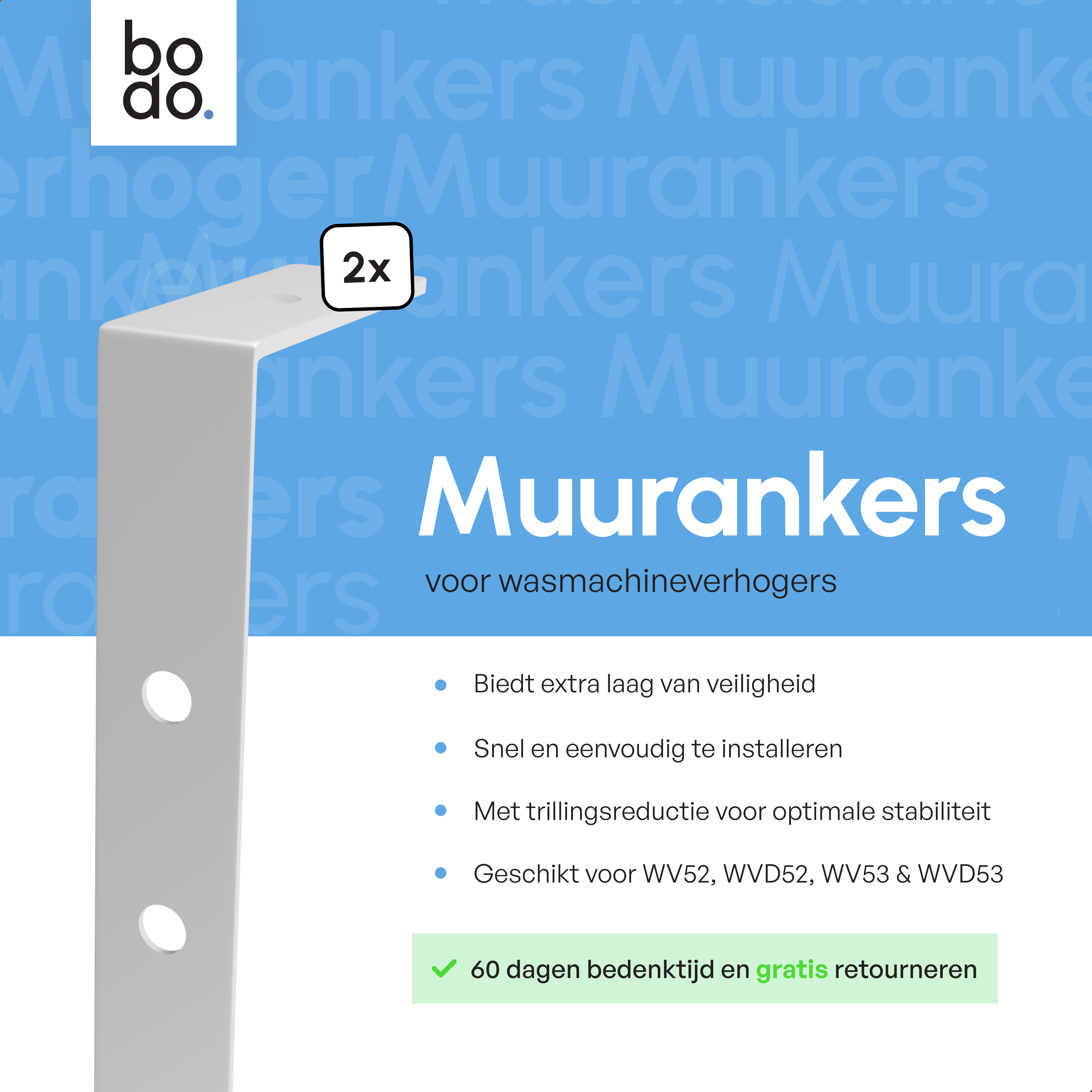 Muuranker set Wit - voor wasmachine verhoger