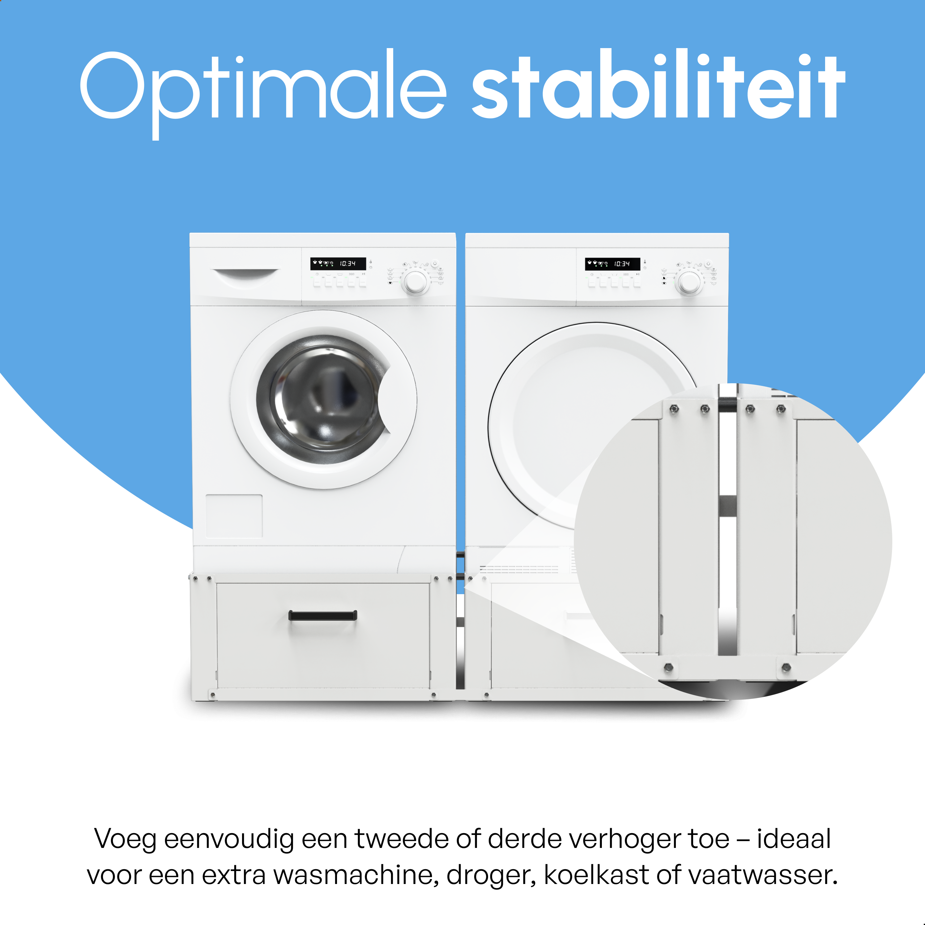 Wasmachine Verhoger connectieset - Wit - voor WV52 - WV53 - WVH53