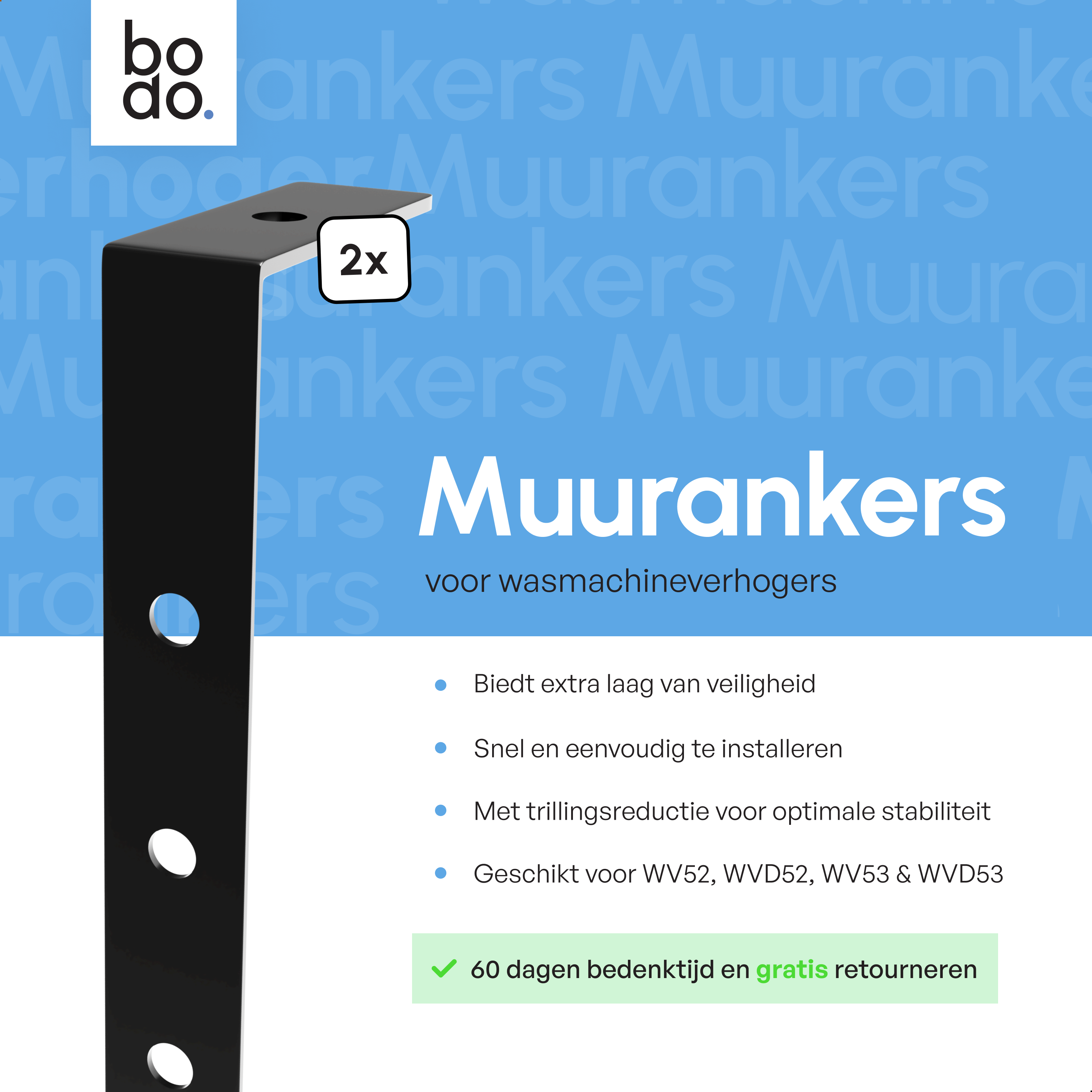 Muuranker set Zwart - voor Wasmachine Verhoger