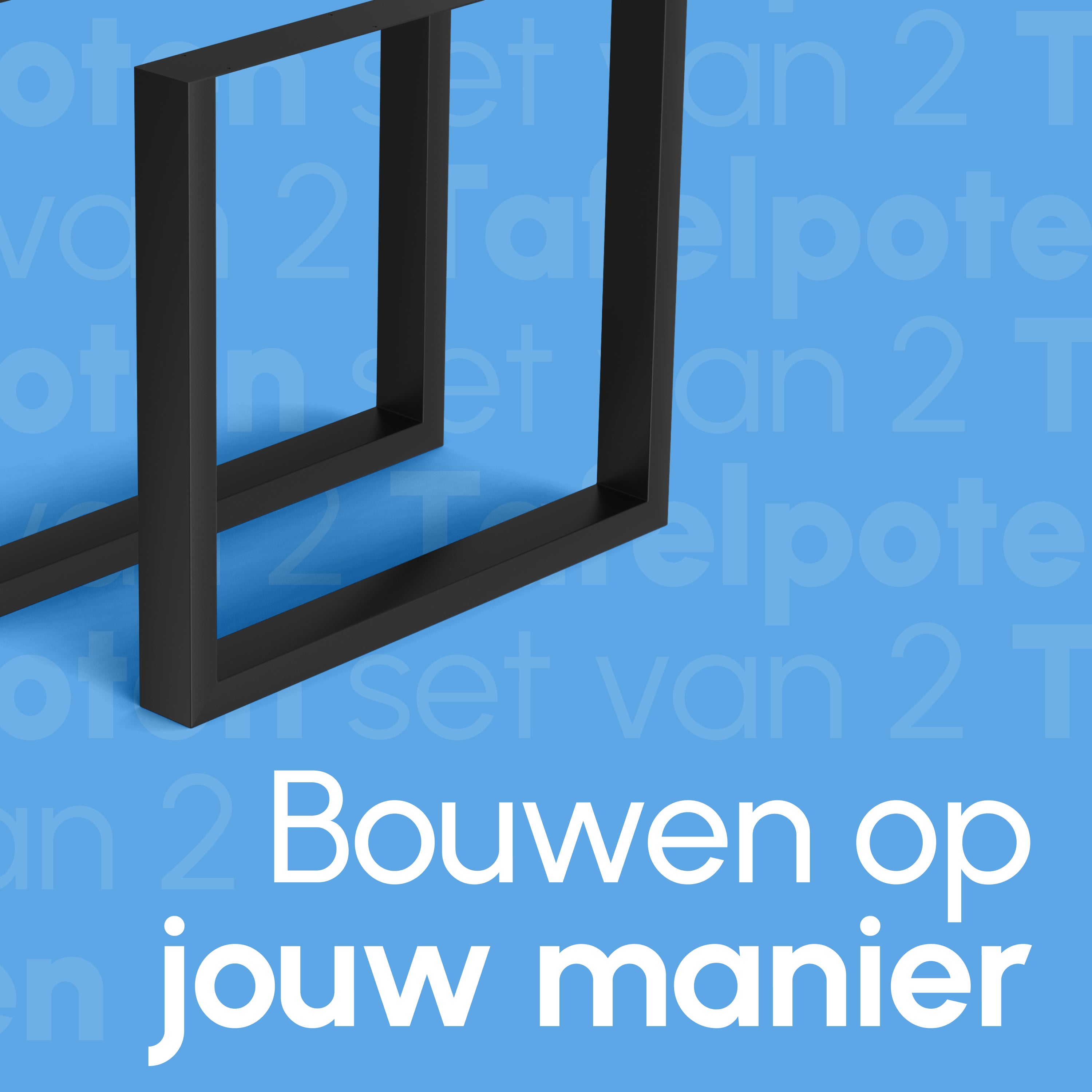 Stalen Onderstel Tafel - Tafelpoten - Set van 2 - U bankpoot 80x72 cm - Mat Zwart