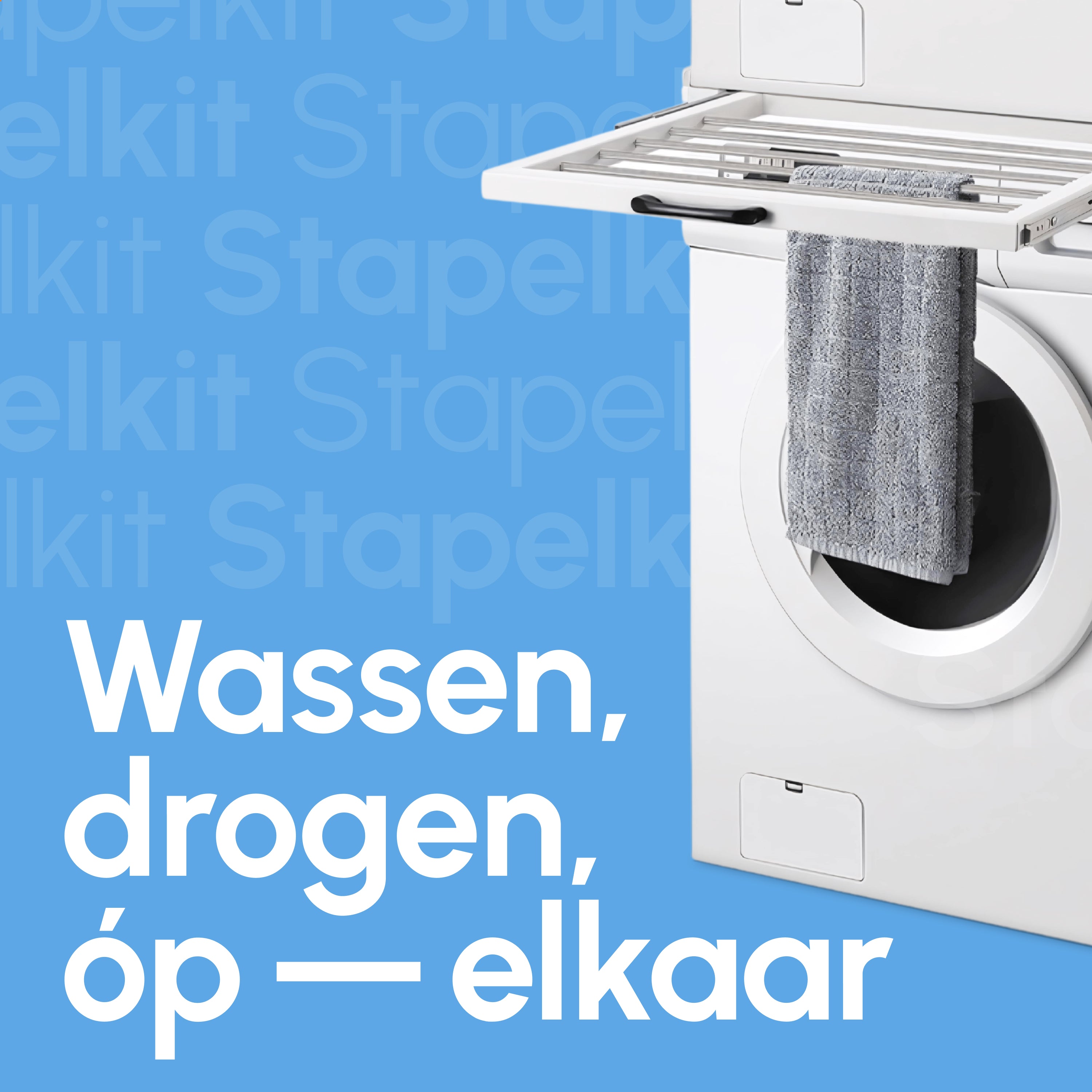 Stapelkit met Handdoekhouder en Inlegbare Plank - Wasmachine en Droger - Wit