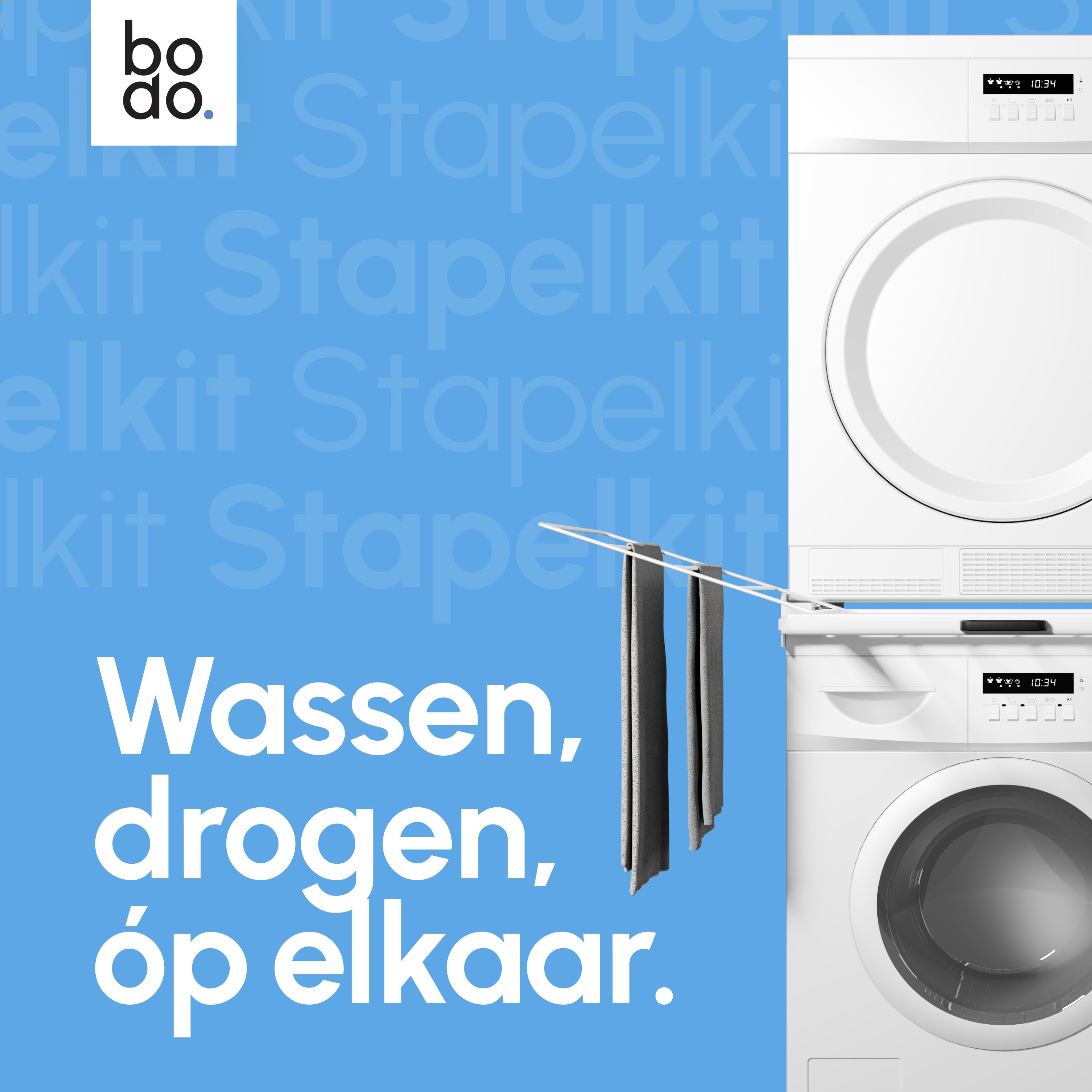 Stapelkit met Uitklapbaar Droogrek - Wit