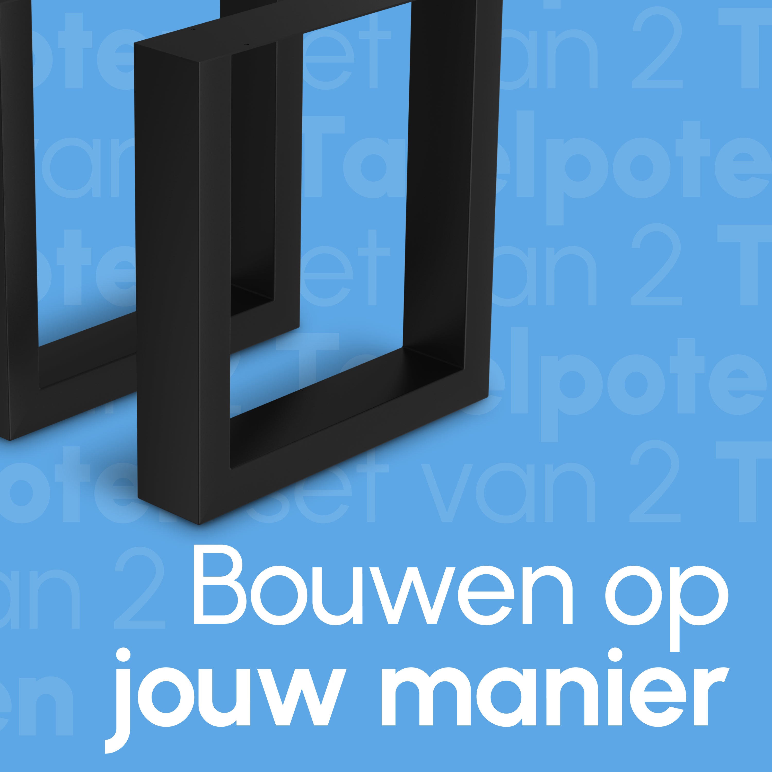 Stalen Onderstel Tafel - Tafelpoten - Set van 2 - U bankpoot 40x43 cm - Mat Zwart