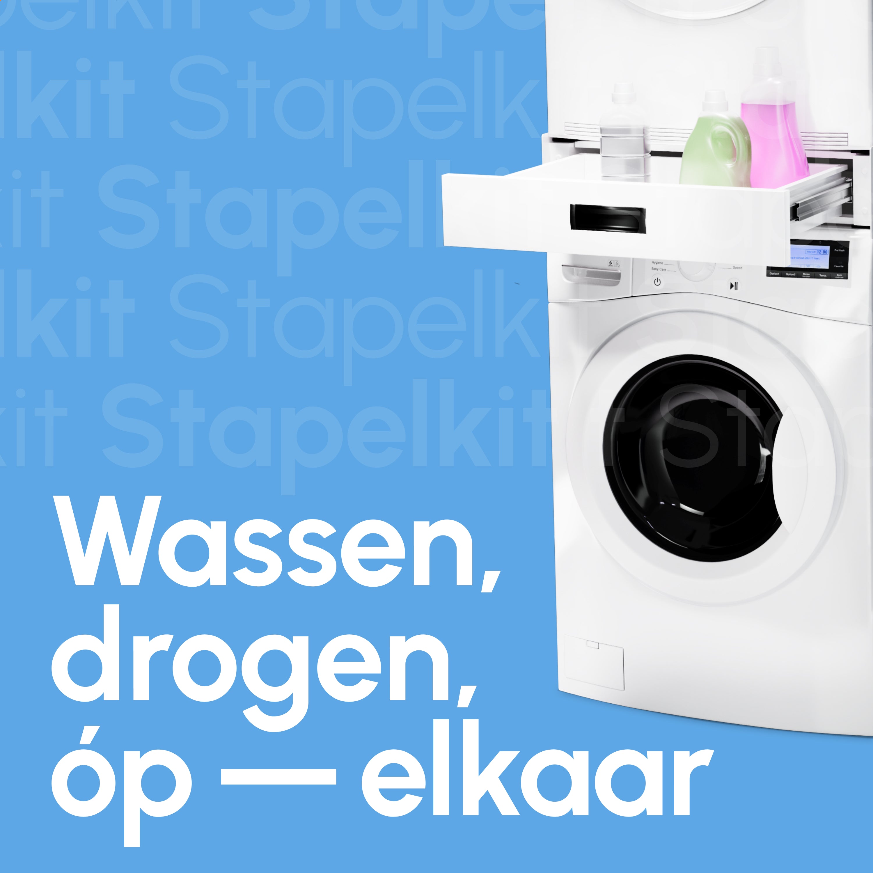 Stapelkit met Opberglade - Wasmachine en Droger - Wit