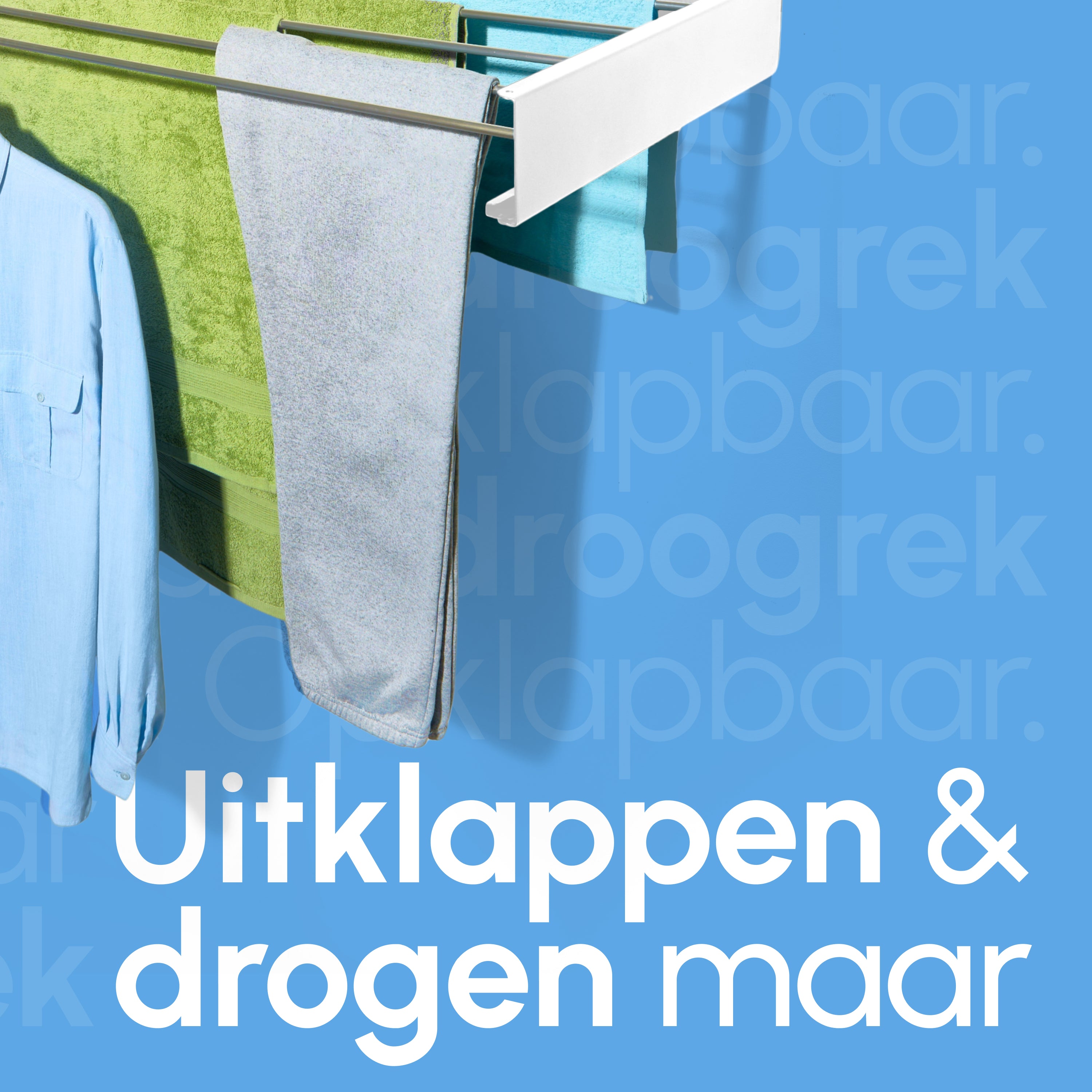Inklapbaar wanddroogrek - 100cm 6m drooglengte - Wit