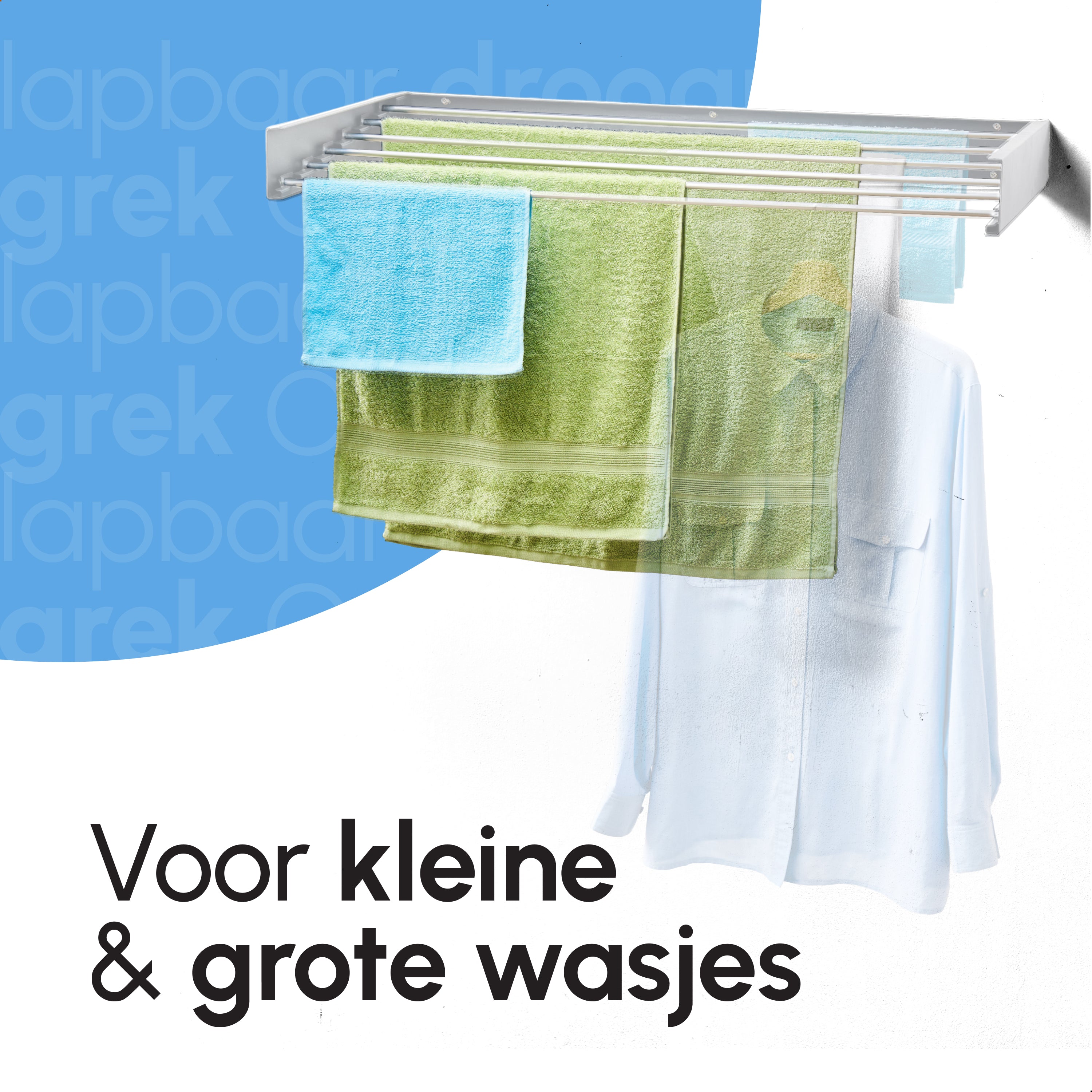 Inklapbaar wanddroogrek - 100cm 6m drooglengte - Wit