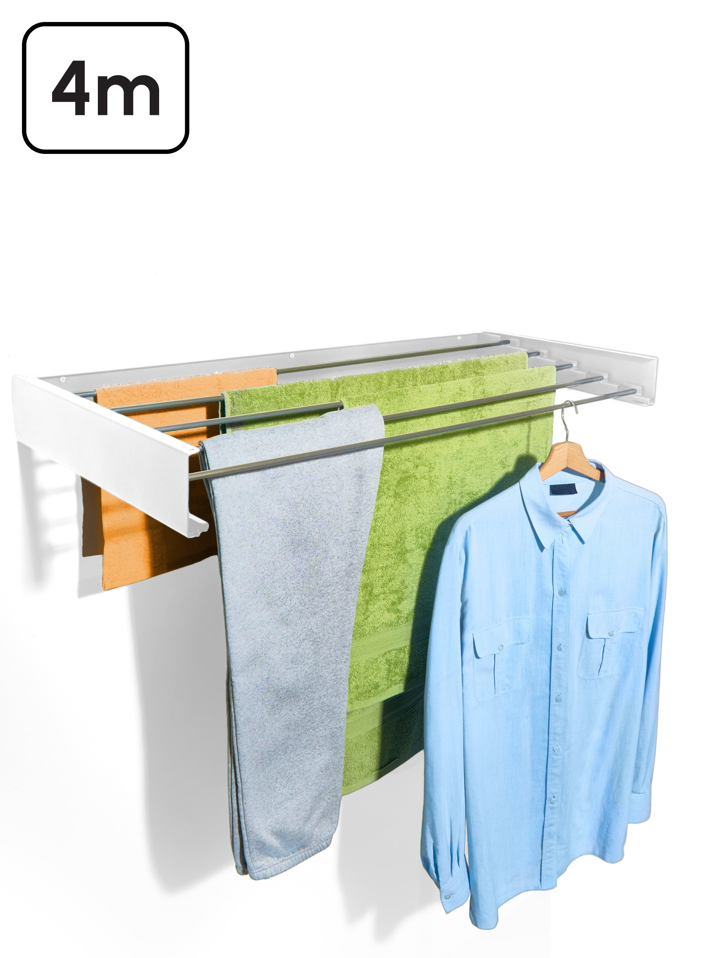 Inklapbaar wanddroogrek - 80cm 4m drooglengte - Wit