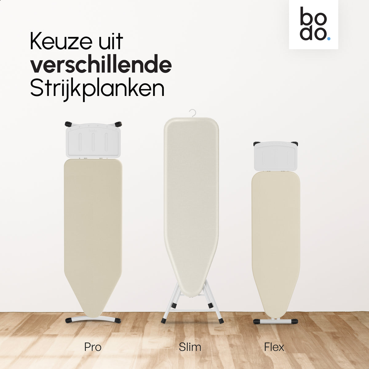 Strijkplank Smal - Verstelbaar - 109x33 cm - Ascend Slim - Crème